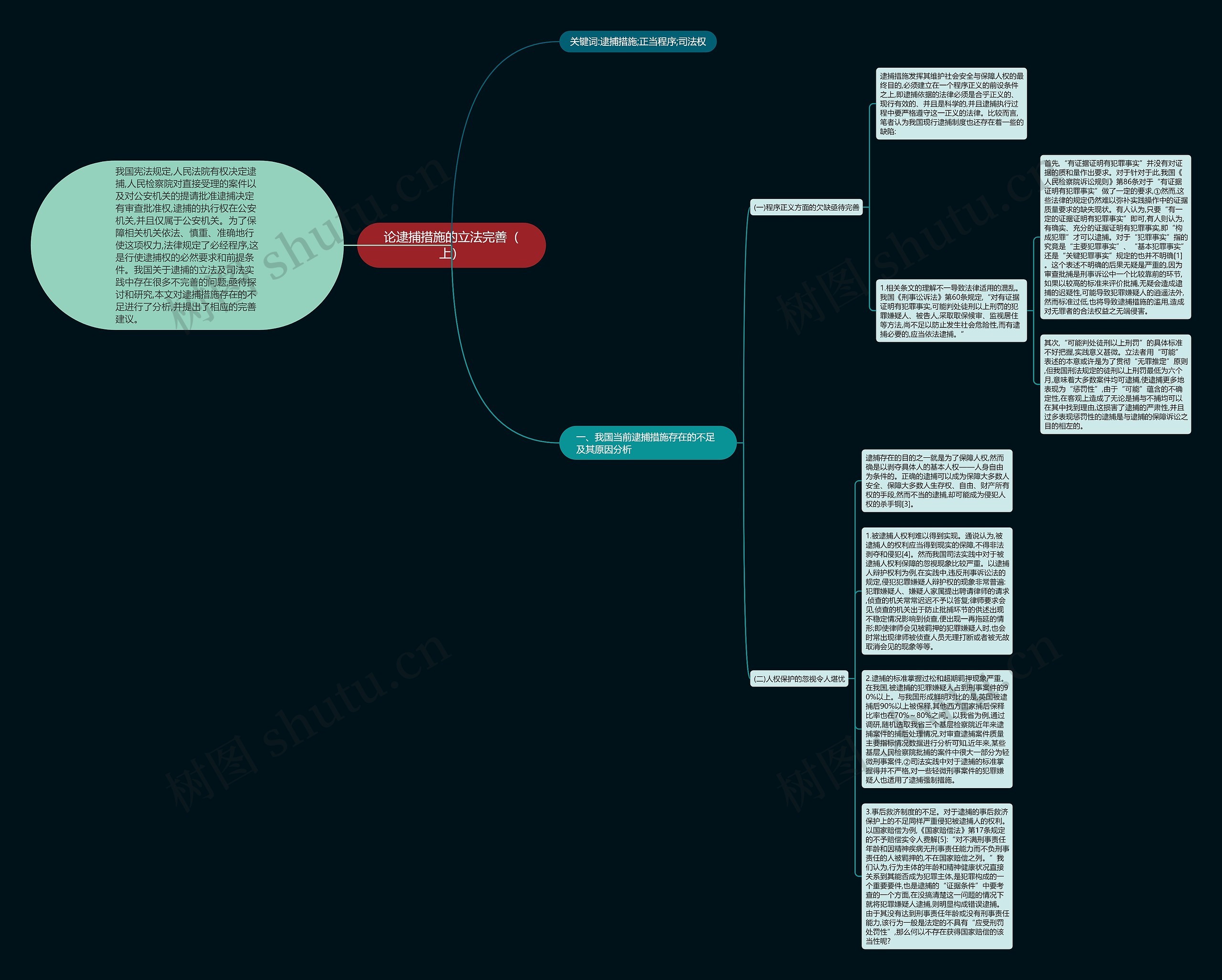论逮捕措施的立法完善（上）思维导图