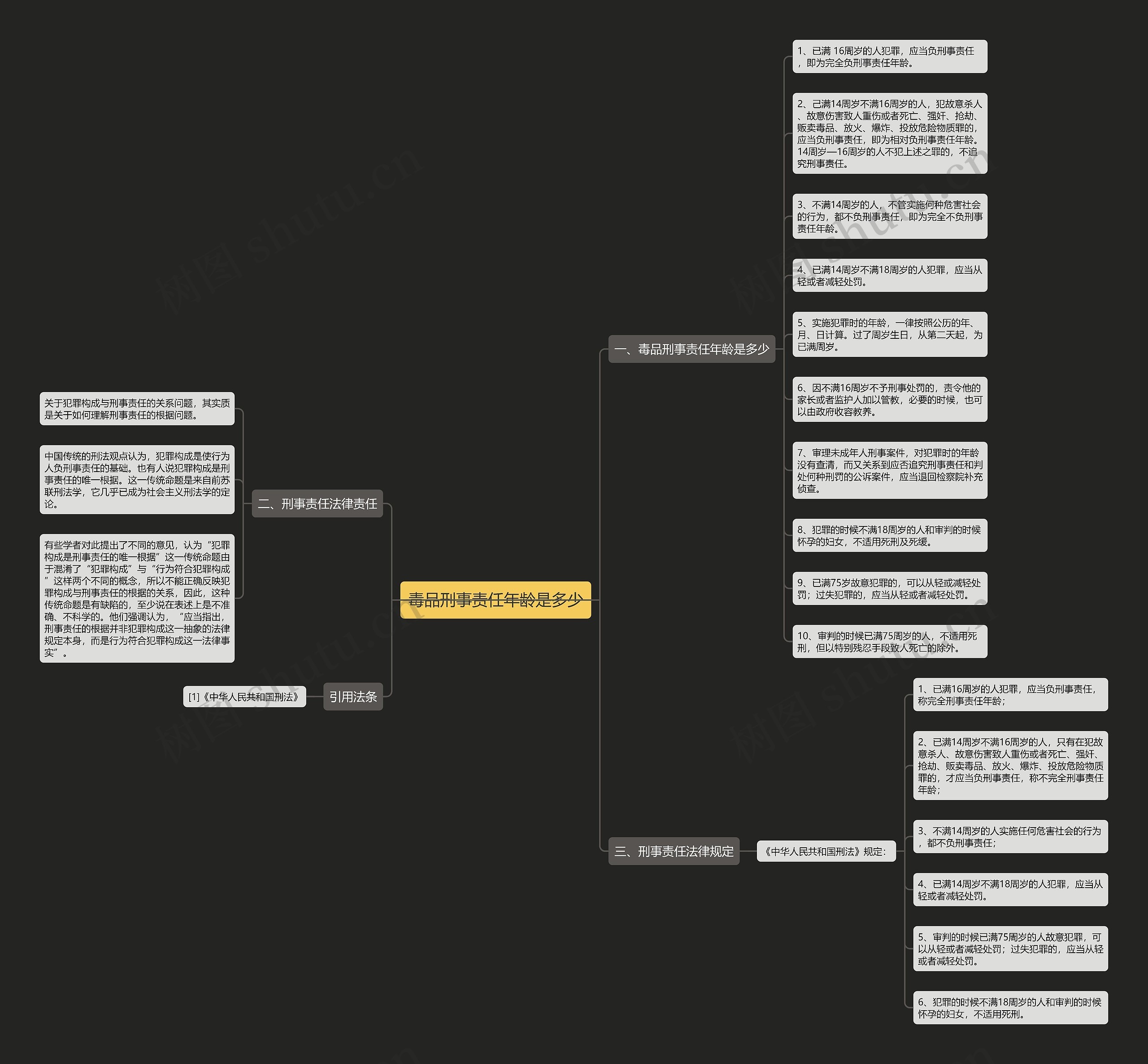 毒品刑事责任年龄是多少思维导图