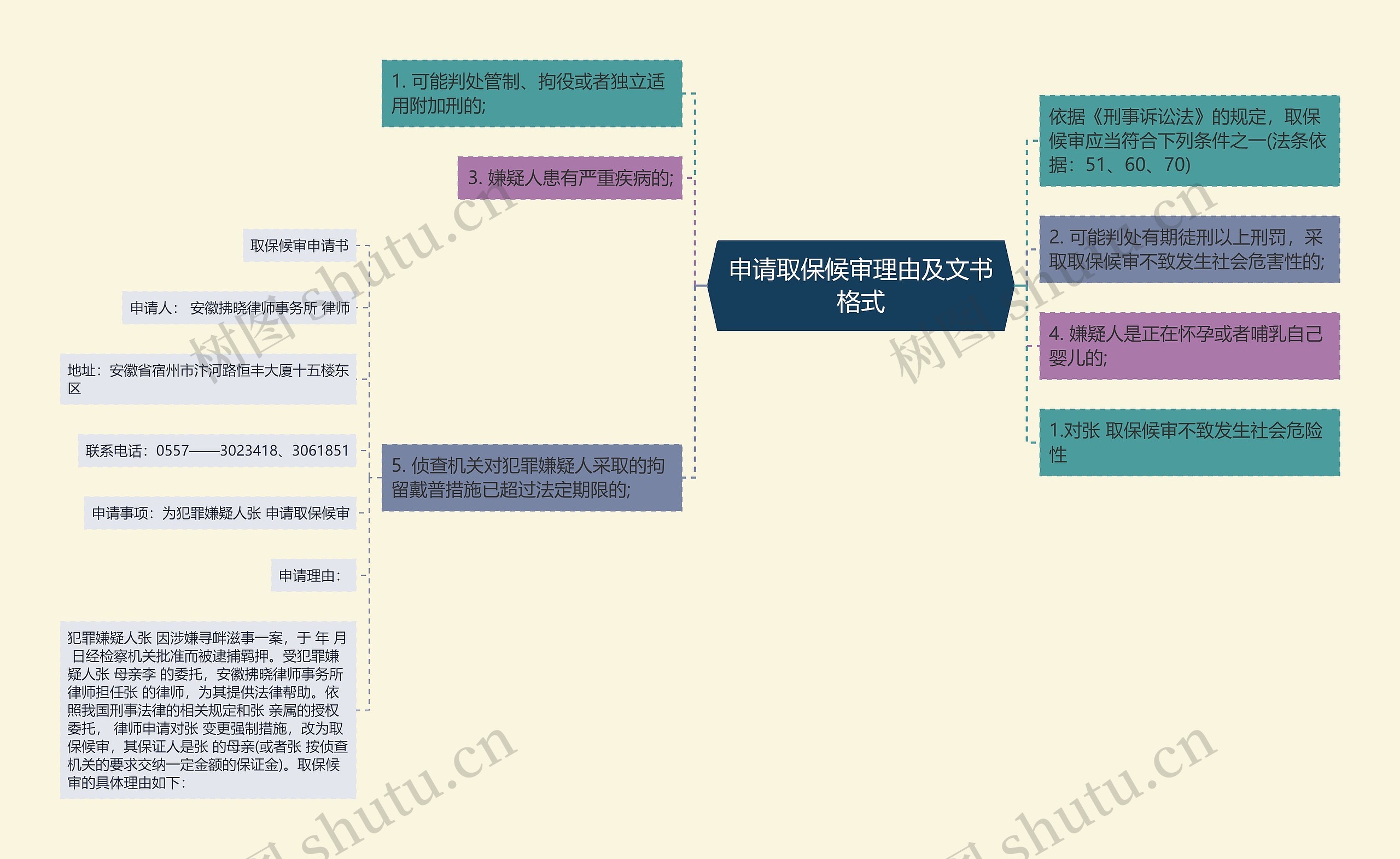 申请取保候审理由及文书格式思维导图