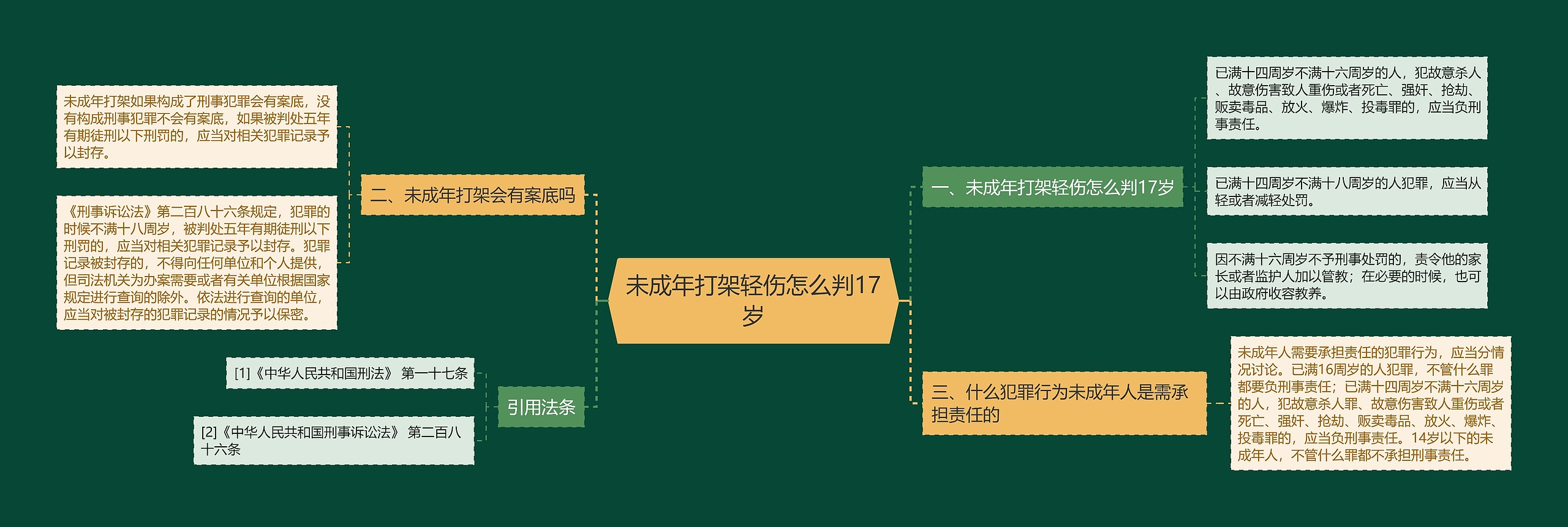 未成年打架轻伤怎么判17岁思维导图