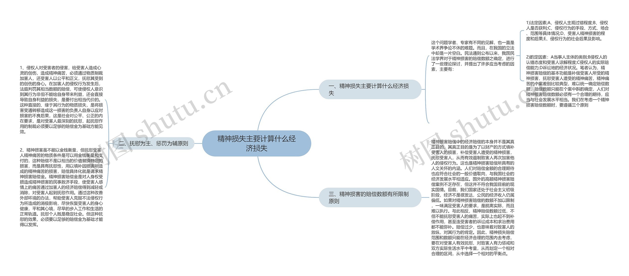 精神损失主要计算什么经济损失思维导图