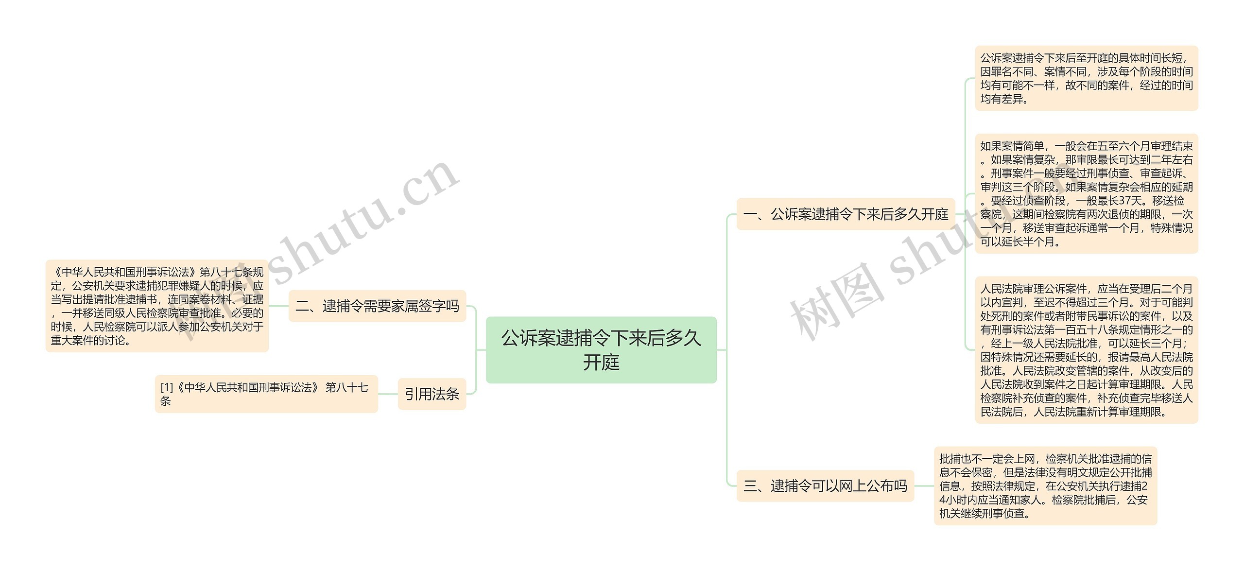 公诉案逮捕令下来后多久开庭思维导图