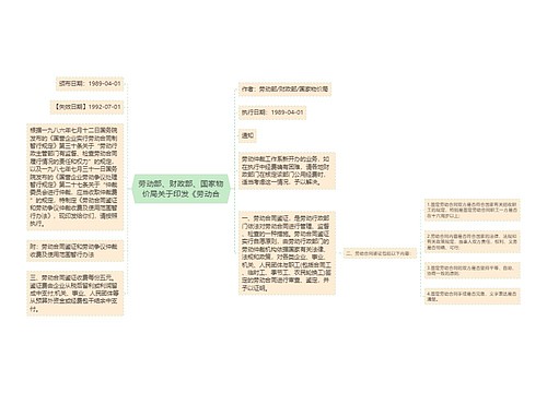 劳动部、财政部、国家物价局关于印发《劳动合