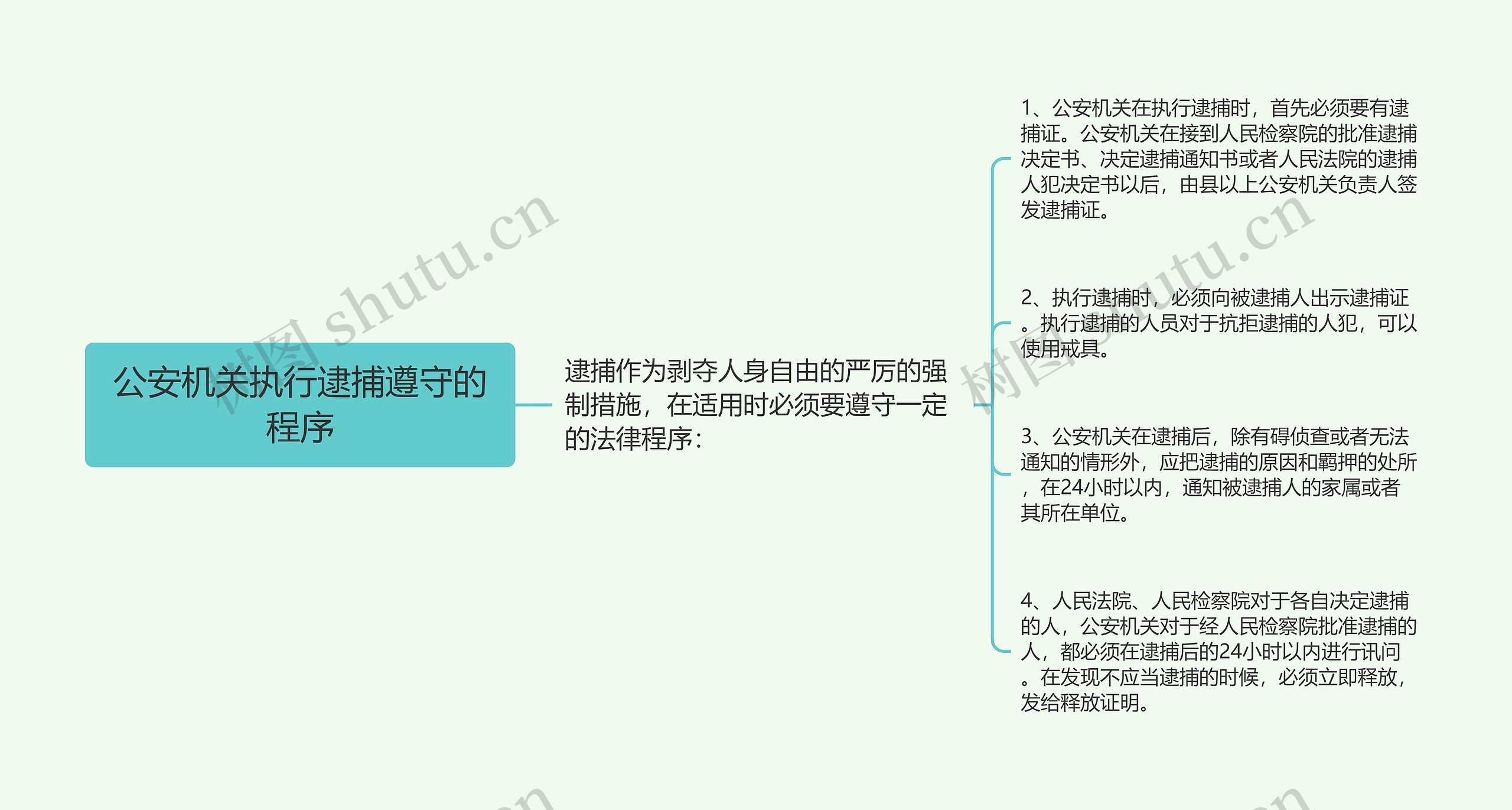 公安机关执行逮捕遵守的程序思维导图