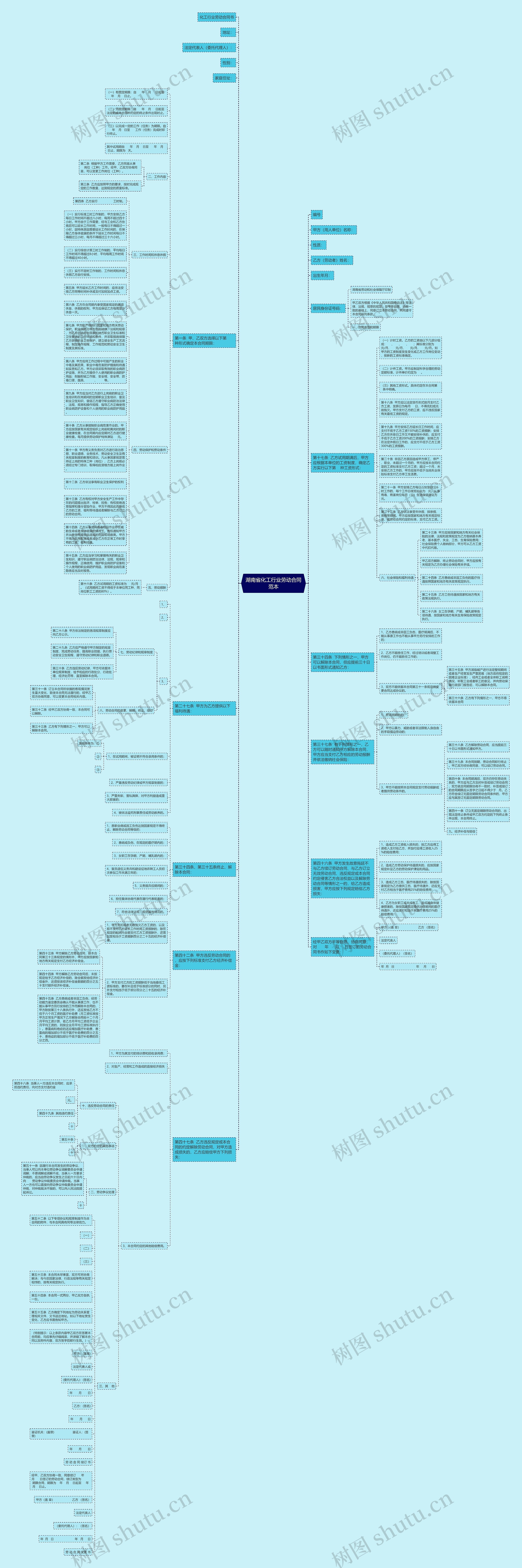 湖南省化工行业劳动合同范本思维导图