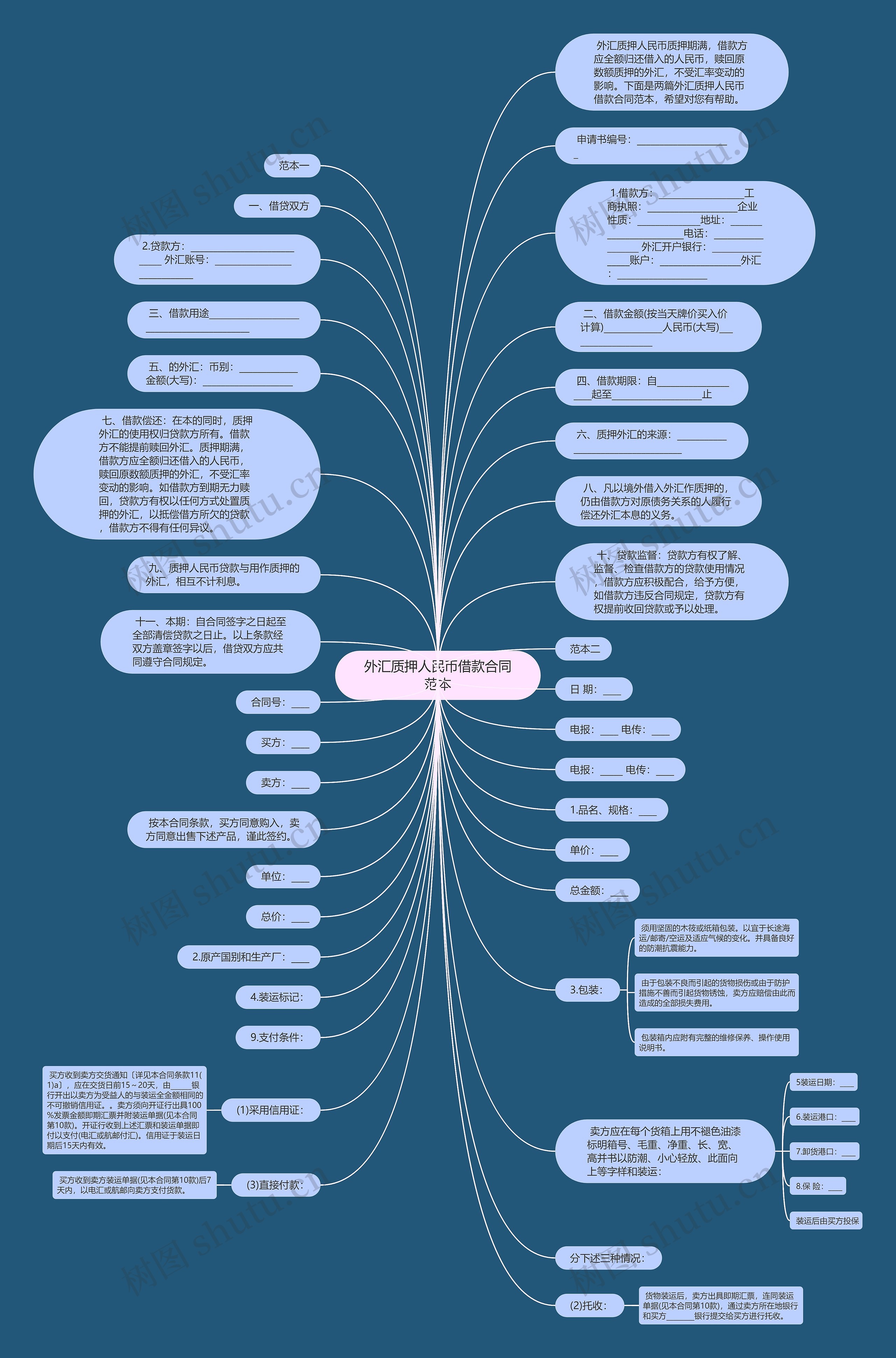 外汇质押人民币借款合同范本思维导图