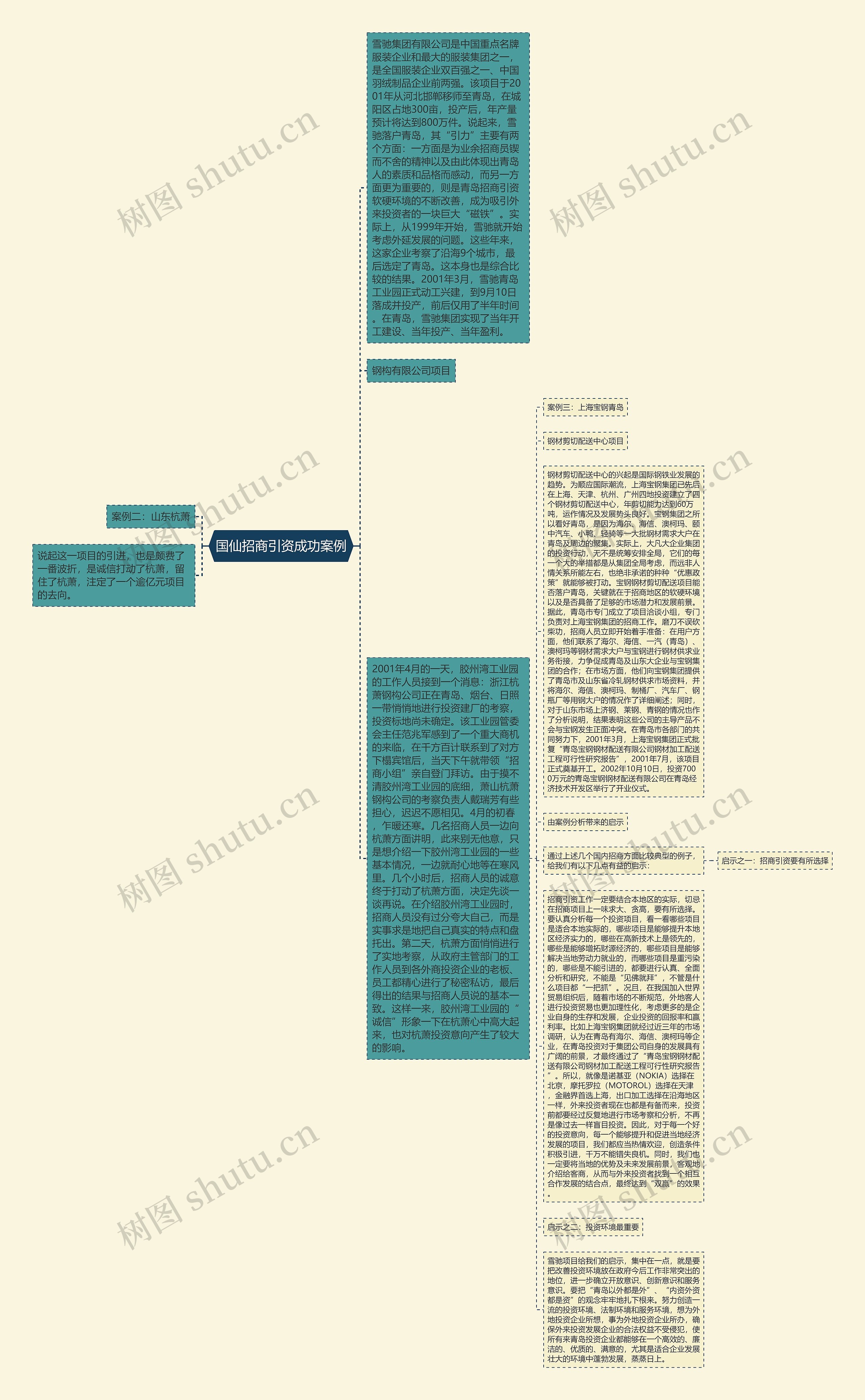 国仙招商引资成功案例思维导图