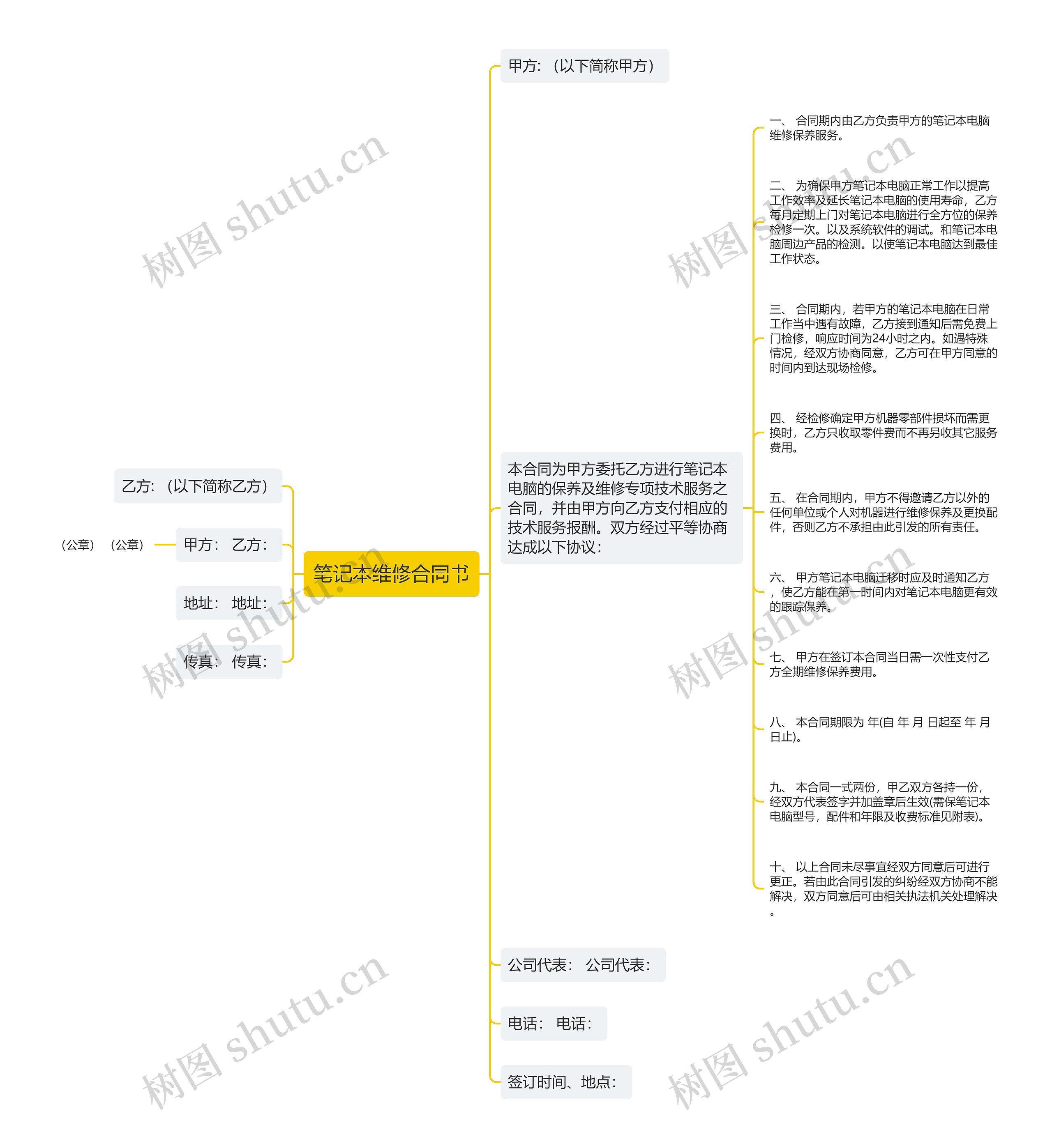 笔记本维修合同书