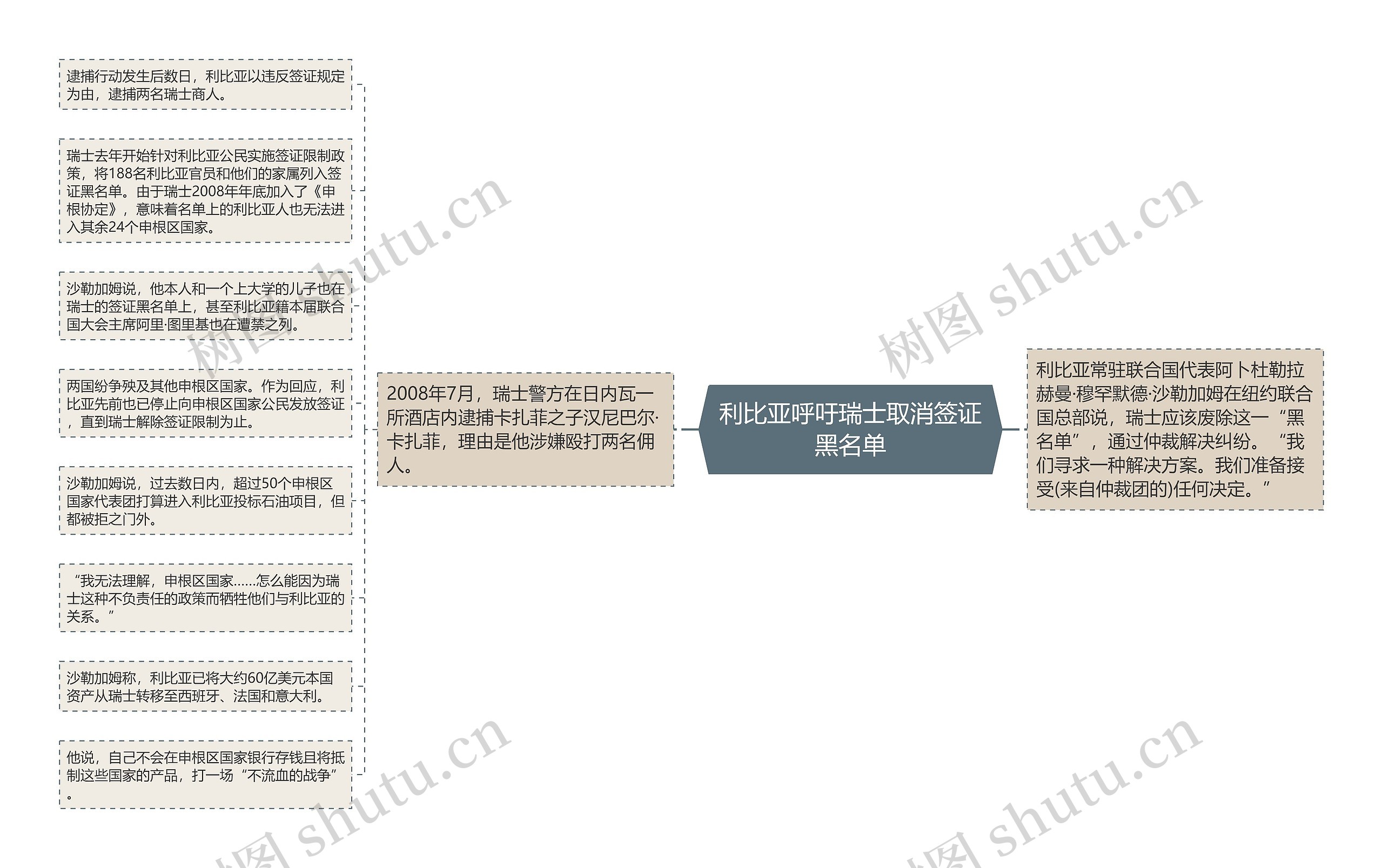 利比亚呼吁瑞士取消签证黑名单思维导图