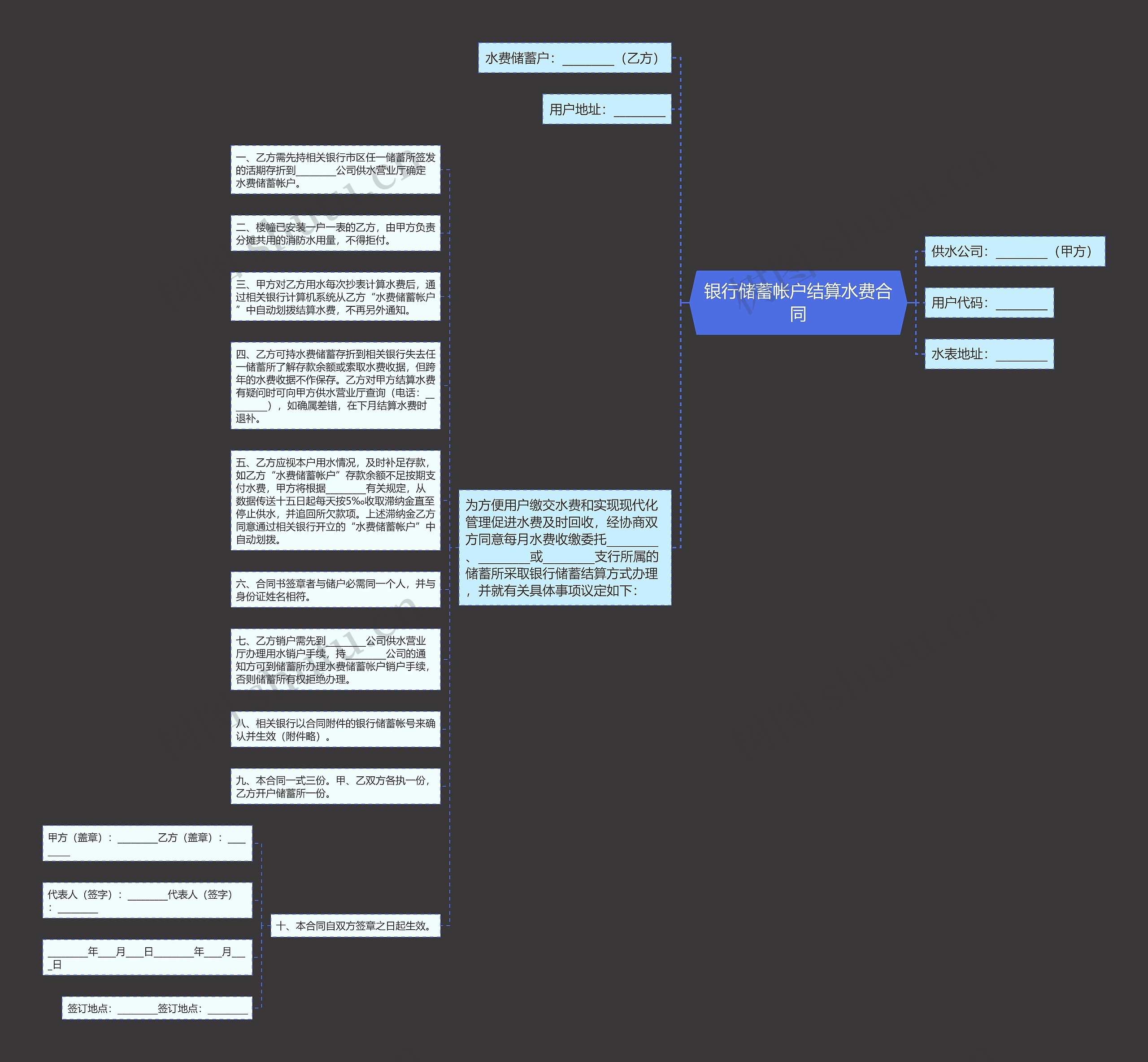 银行储蓄帐户结算水费合同