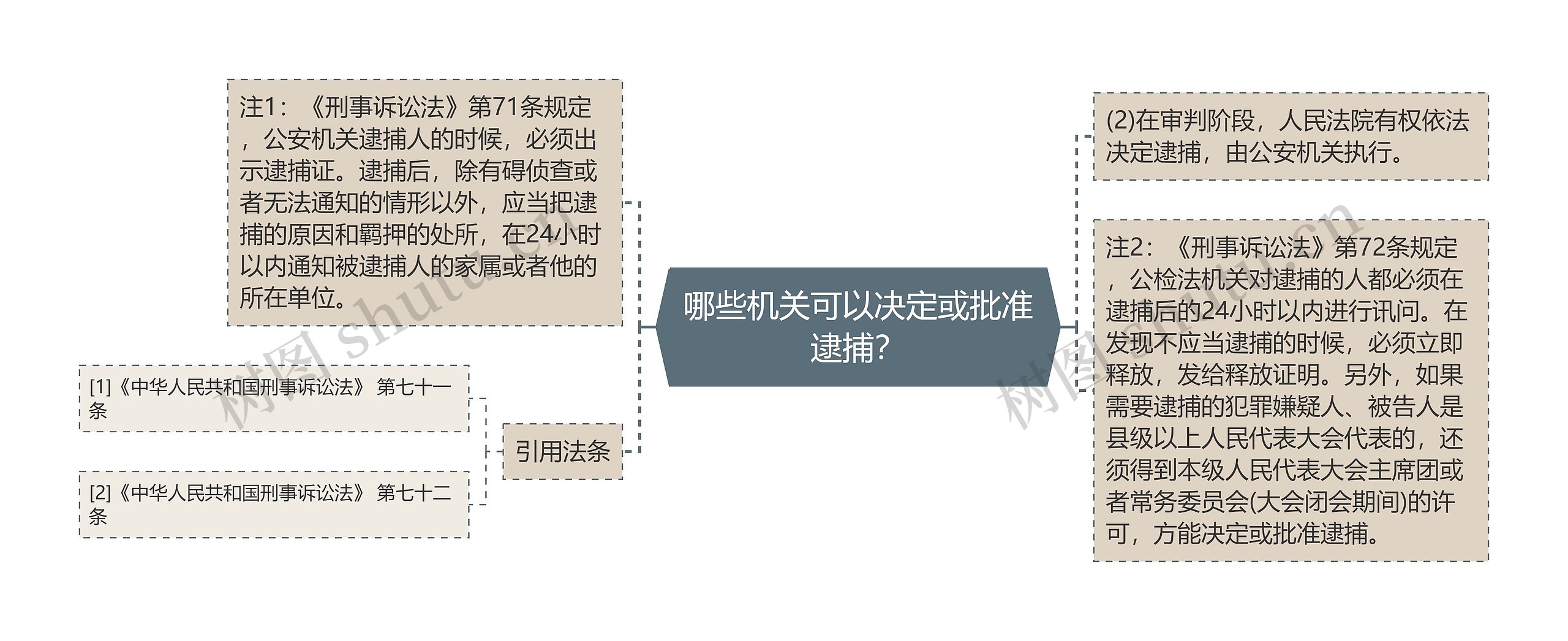 哪些机关可以决定或批准逮捕？思维导图