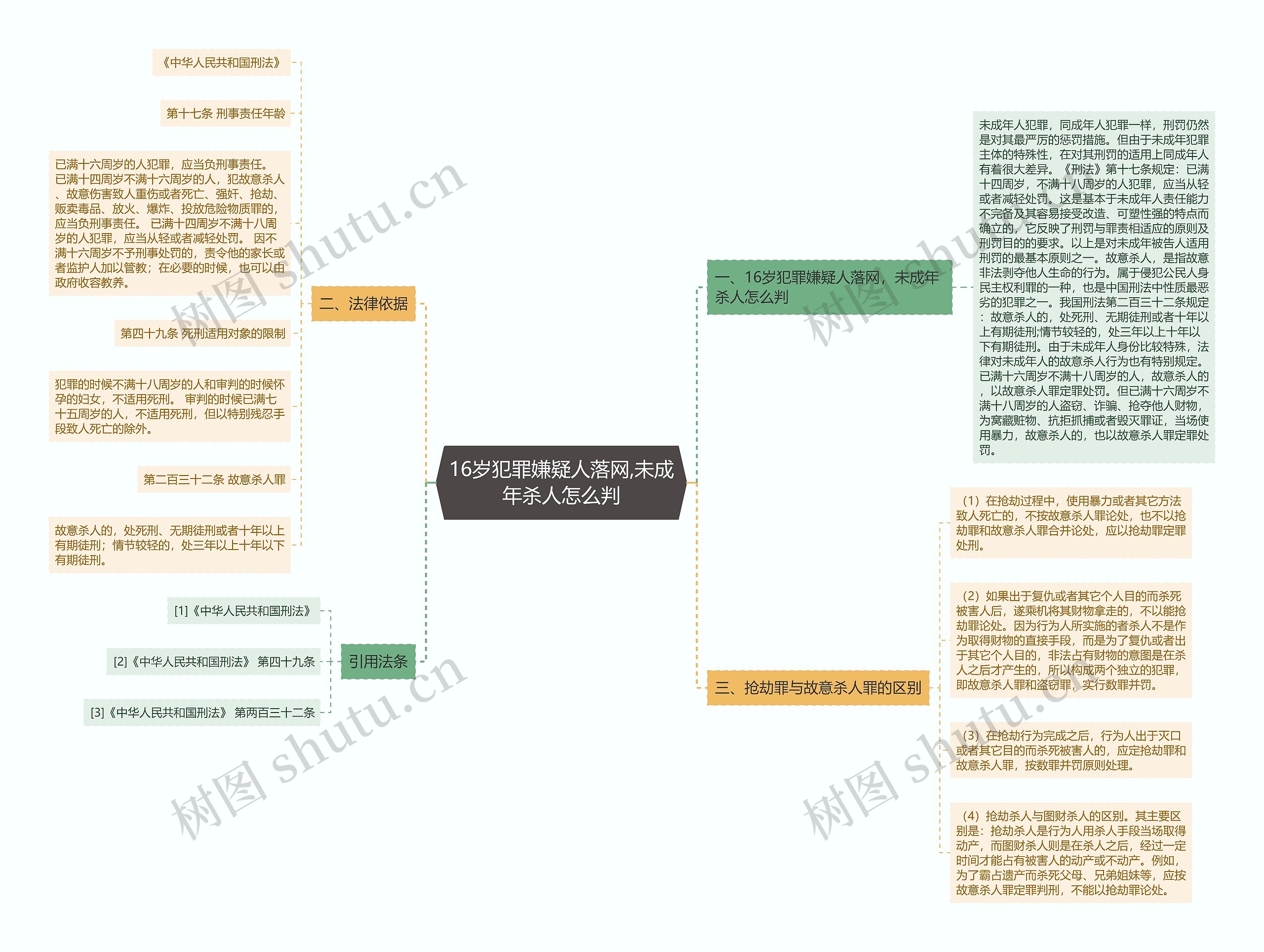 16岁犯罪嫌疑人落网,未成年杀人怎么判思维导图