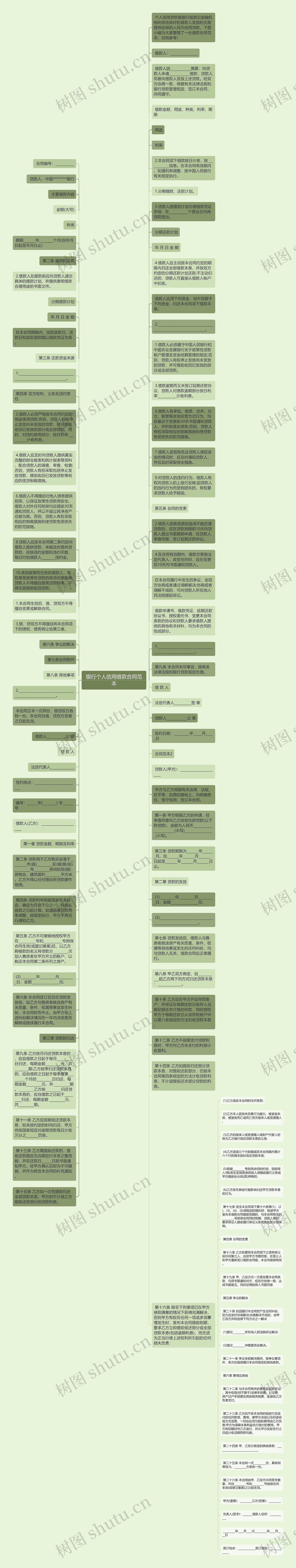 银行个人信用借款合同范本思维导图