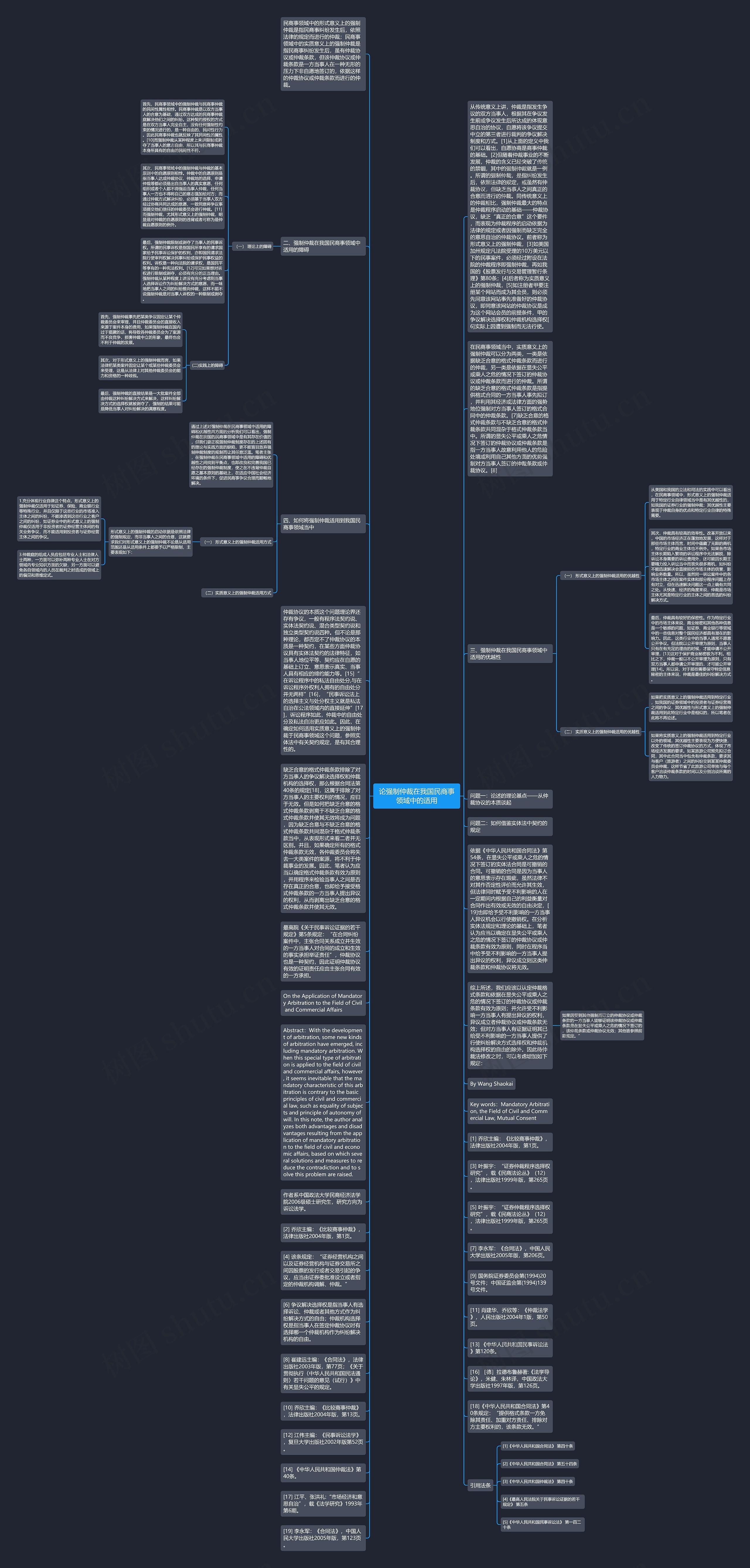 论强制仲裁在我国民商事领域中的适用思维导图