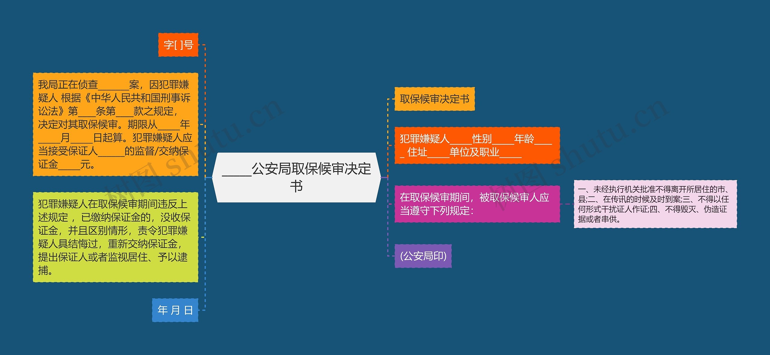 _____公安局取保候审决定书思维导图