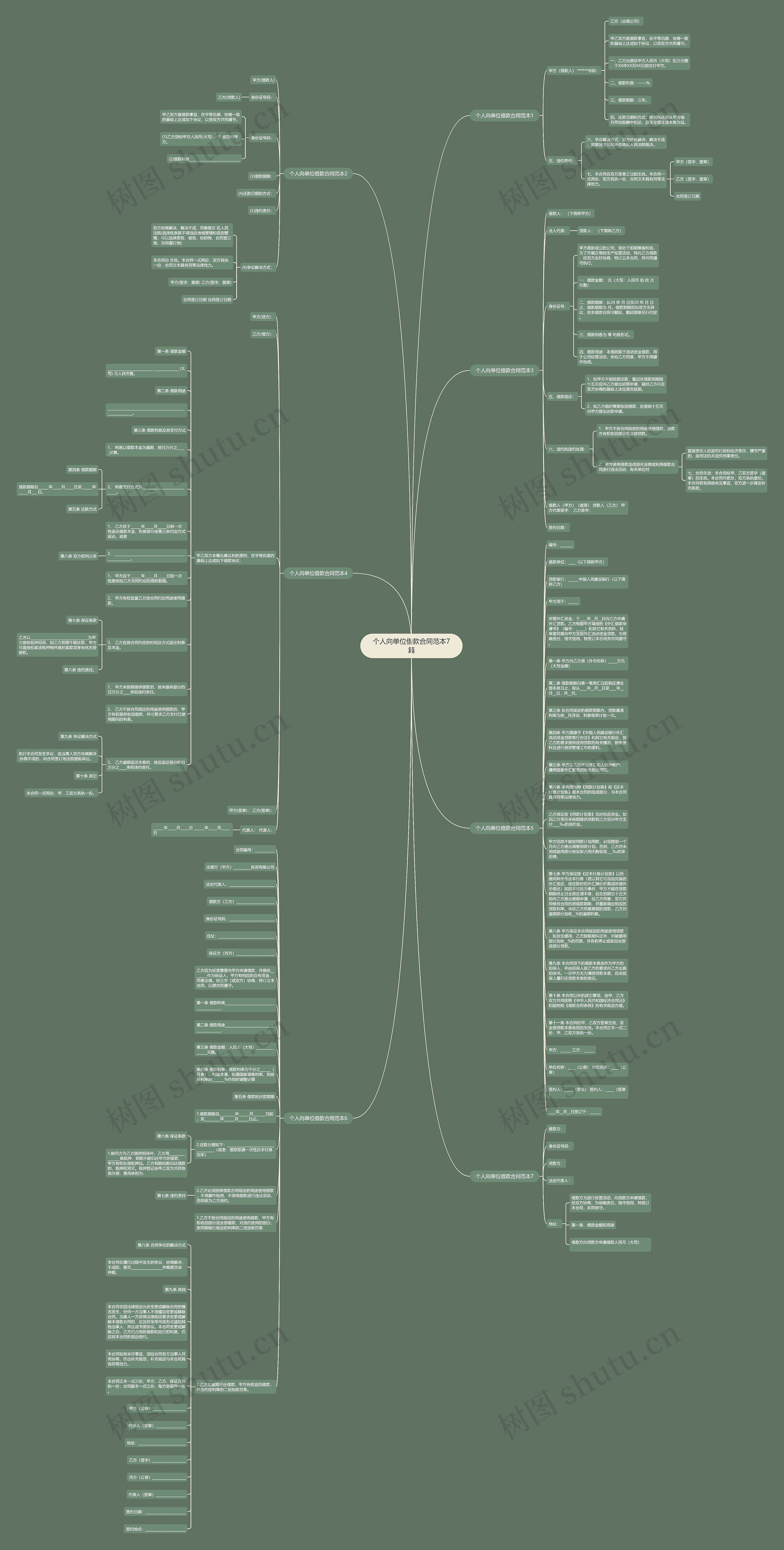 个人向单位借款合同范本7篇思维导图