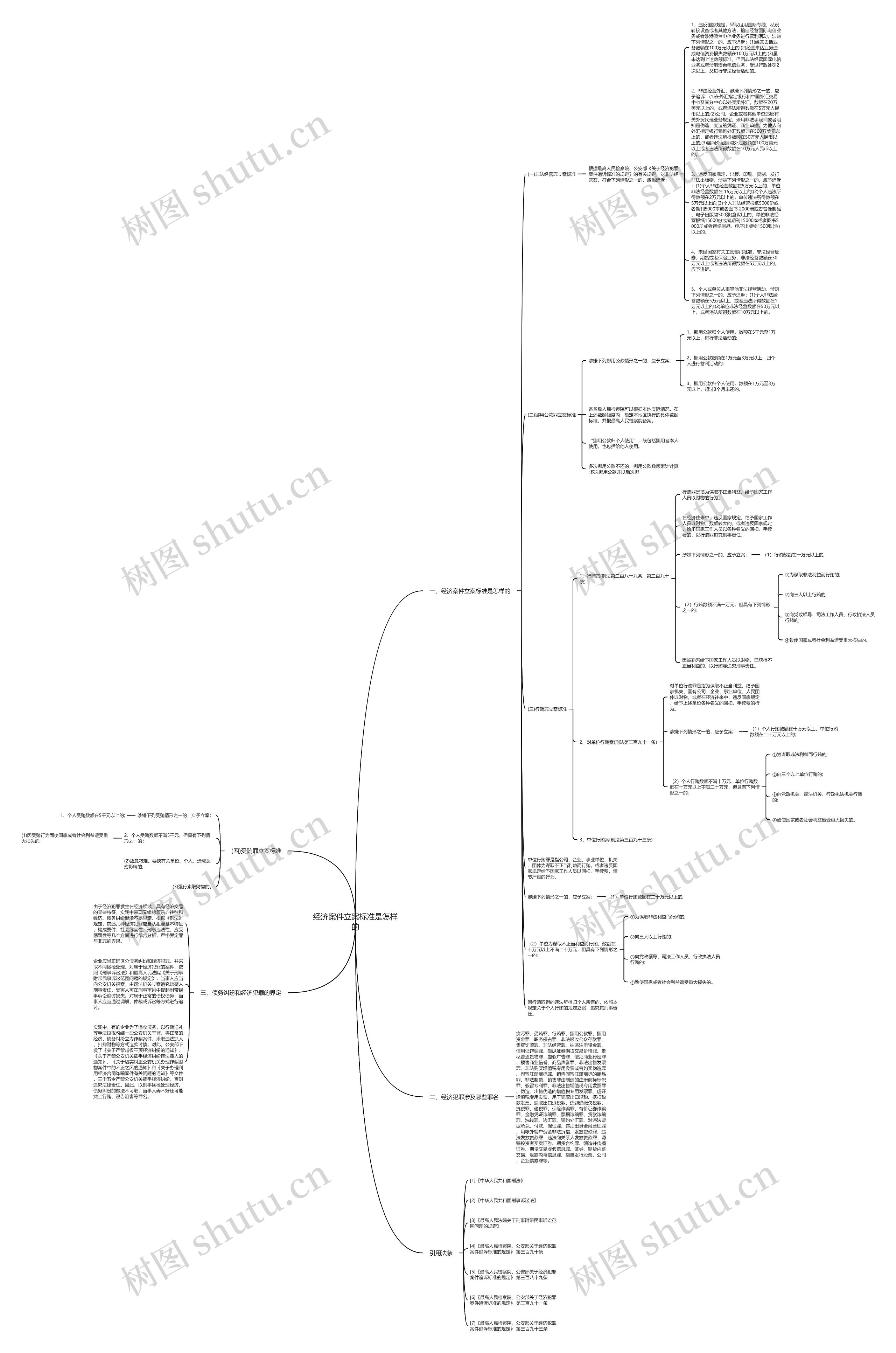 经济案件立案标准是怎样的思维导图