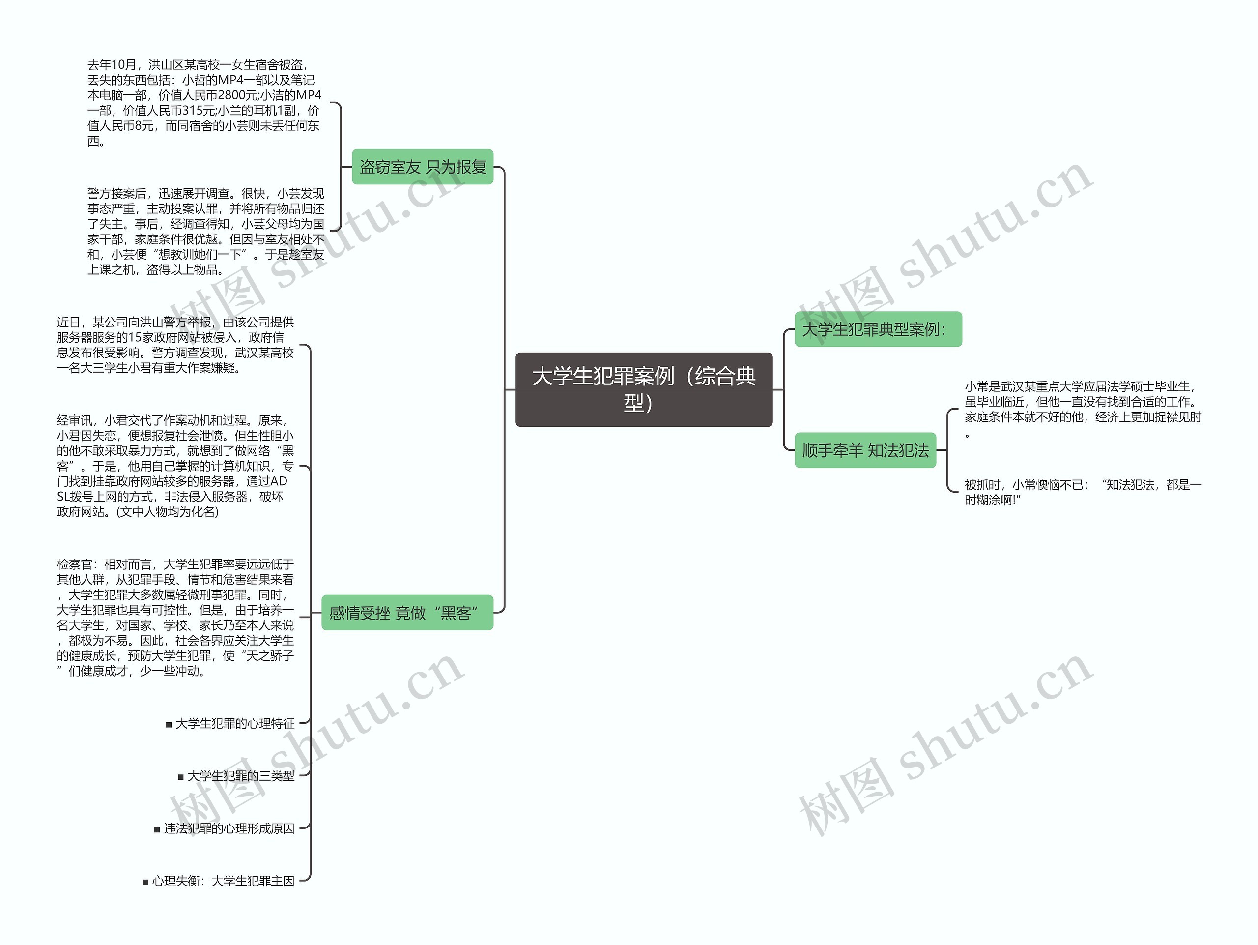 大学生犯罪案例（综合典型）思维导图