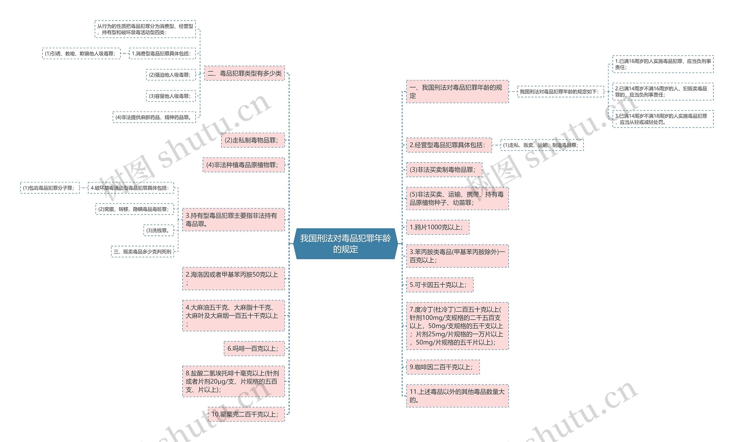 我国刑法对毒品犯罪年龄的规定思维导图