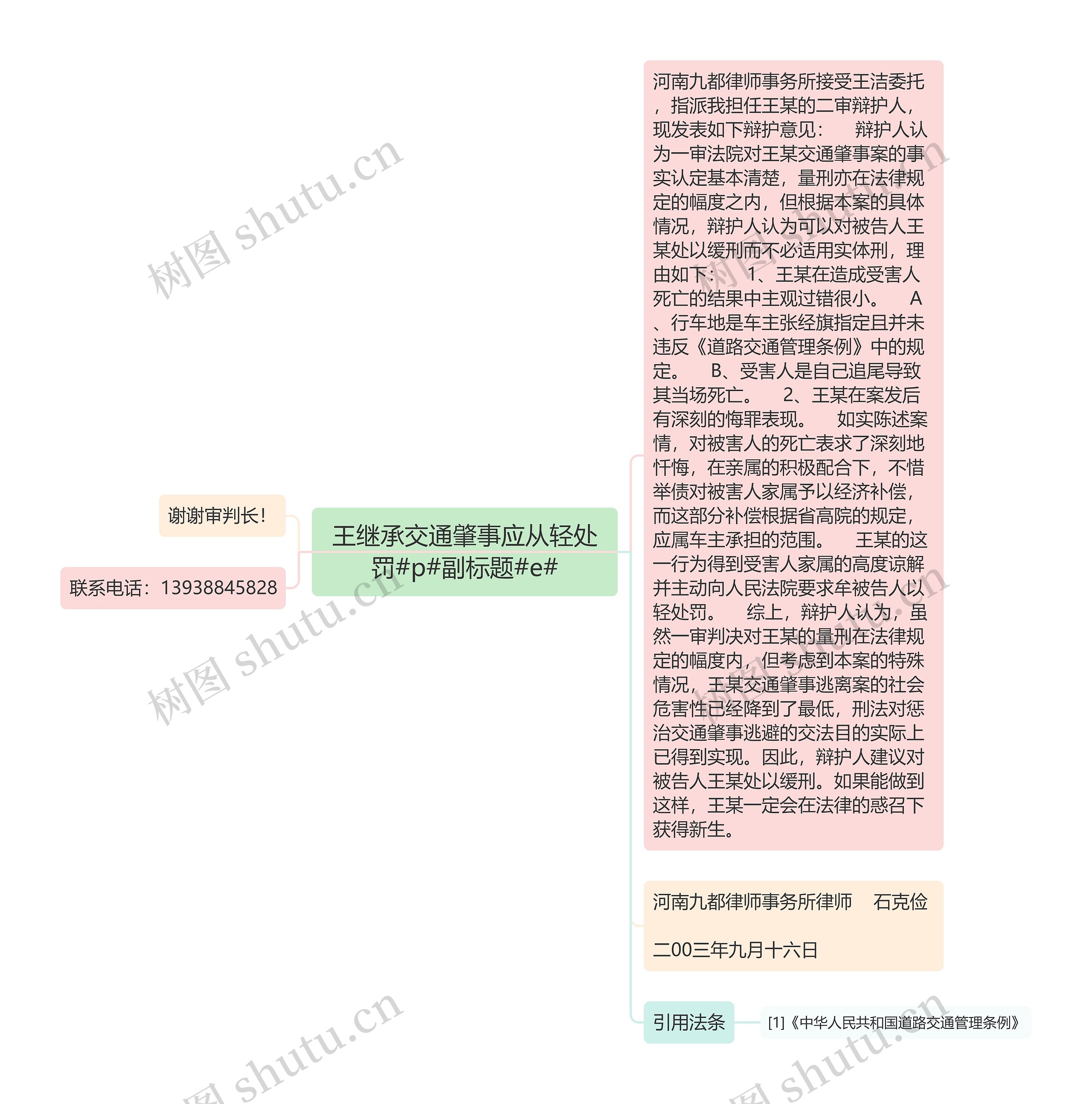 王继承交通肇事应从轻处罚#p#副标题#e#思维导图