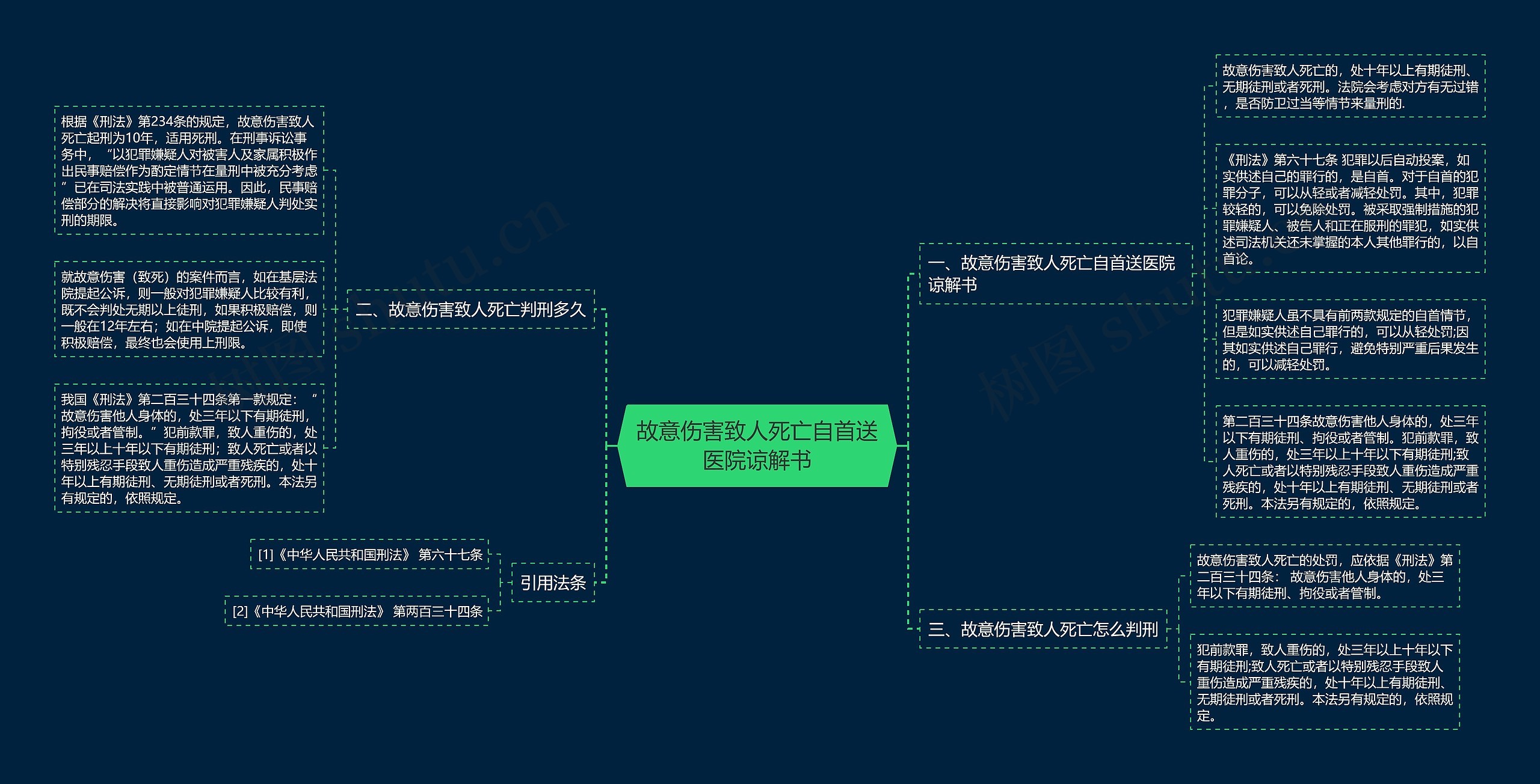 故意伤害致人死亡自首送医院谅解书思维导图