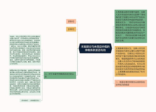 本案提交马来西亚仲裁的仲裁条款是否有效