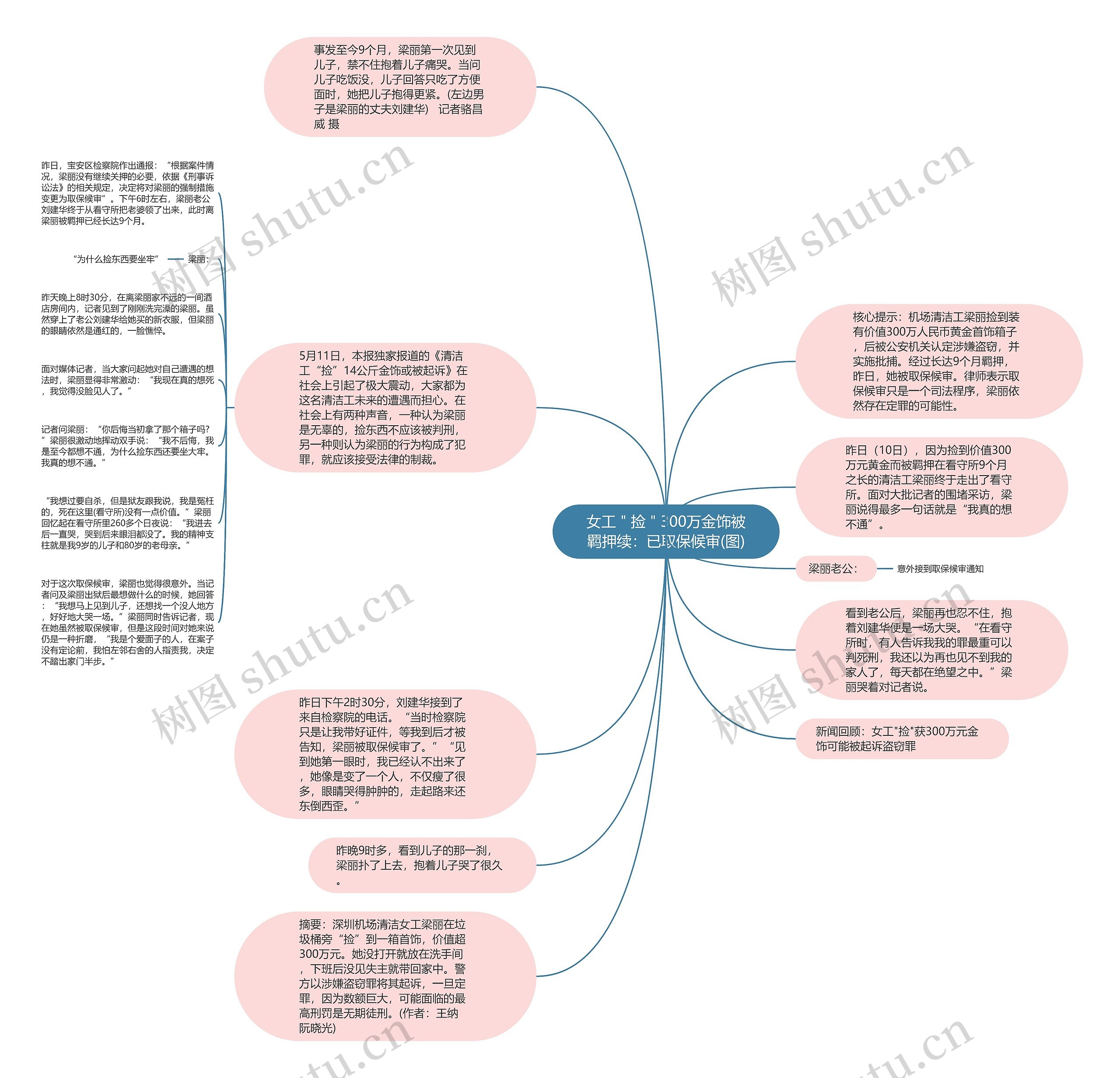 女工＂捡＂300万金饰被羁押续：已取保候审(图)思维导图