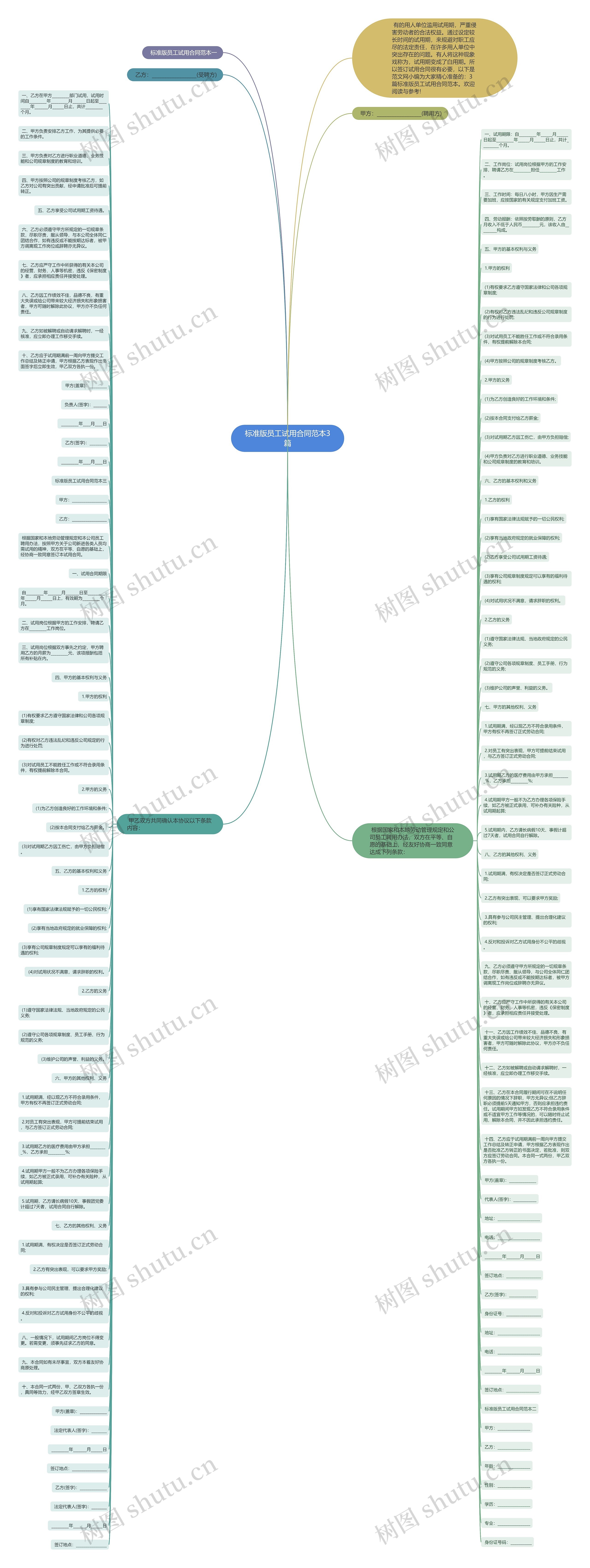 标准版员工试用合同范本3篇思维导图