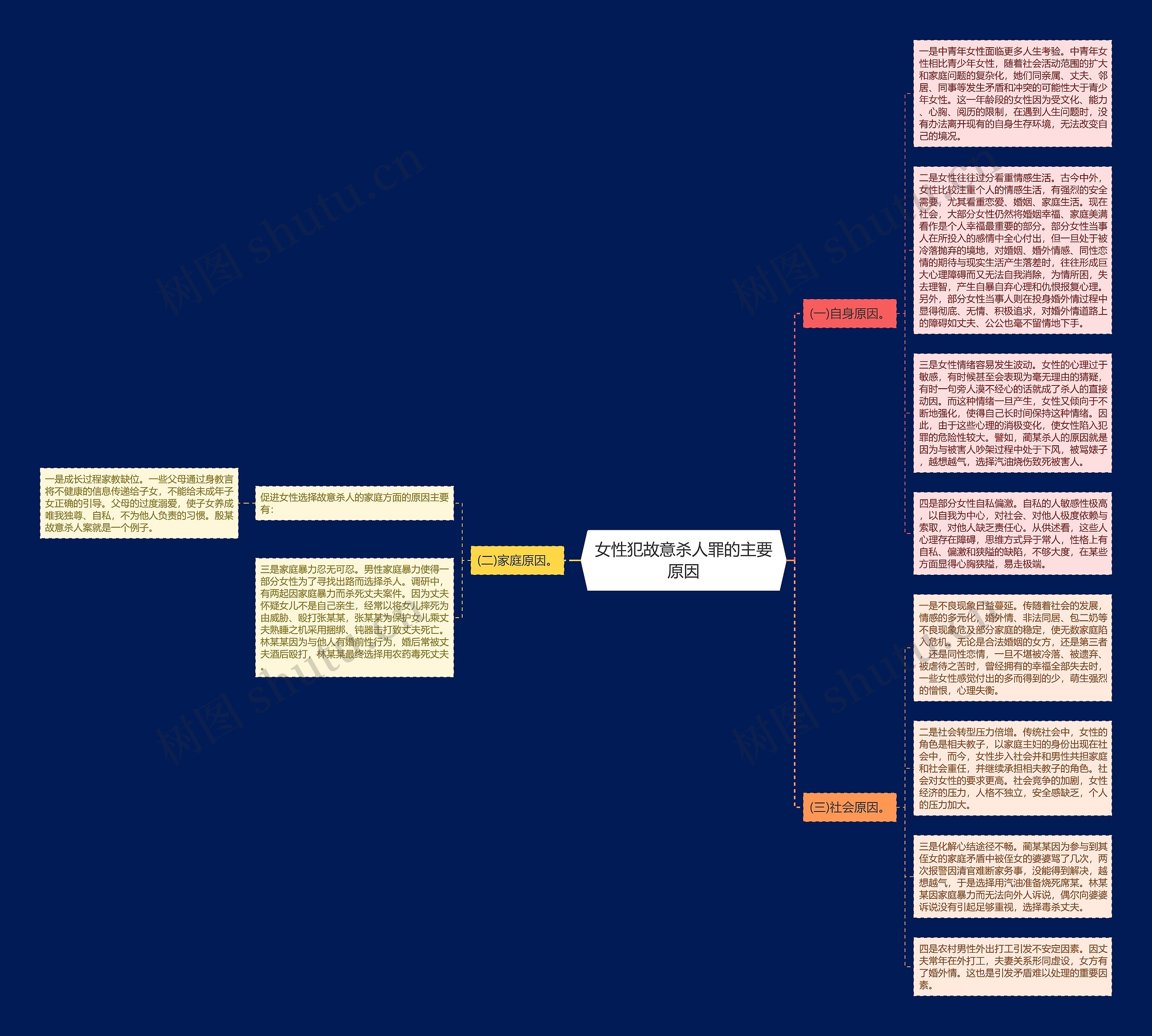 女性犯故意杀人罪的主要原因思维导图