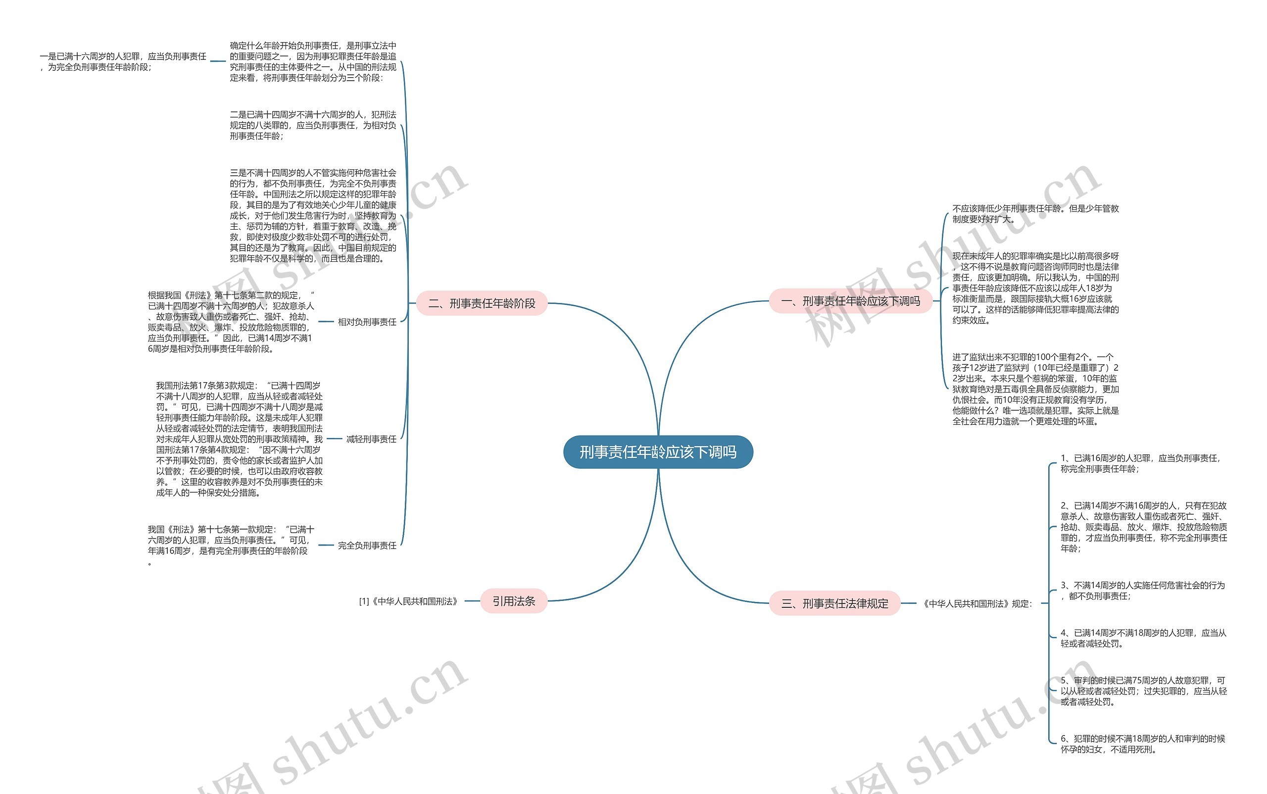 刑事责任年龄应该下调吗思维导图