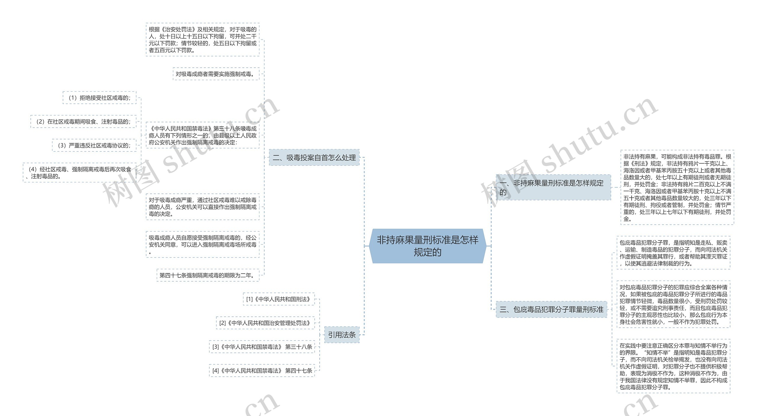 非持麻果量刑标准是怎样规定的思维导图