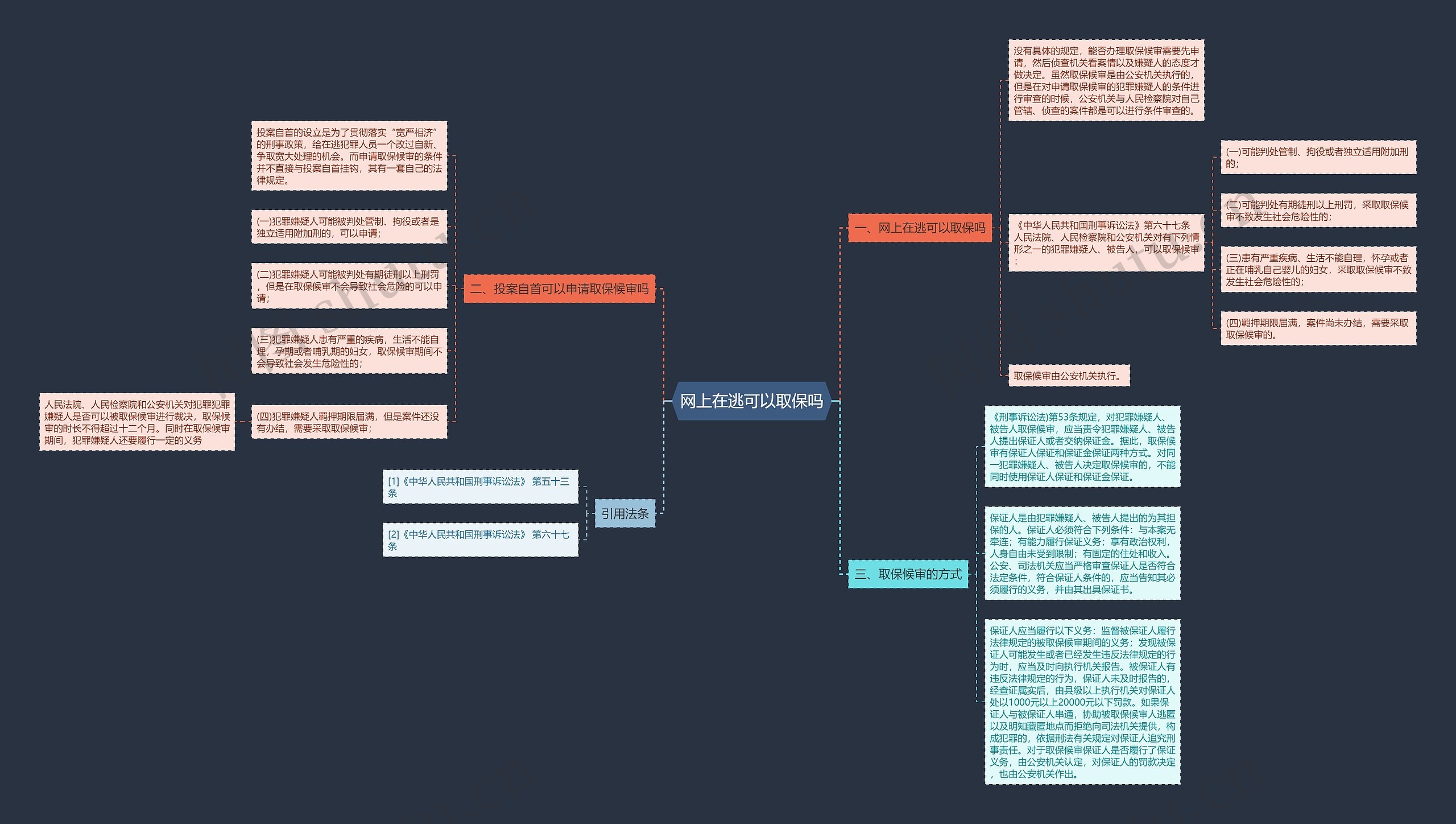 网上在逃可以取保吗思维导图