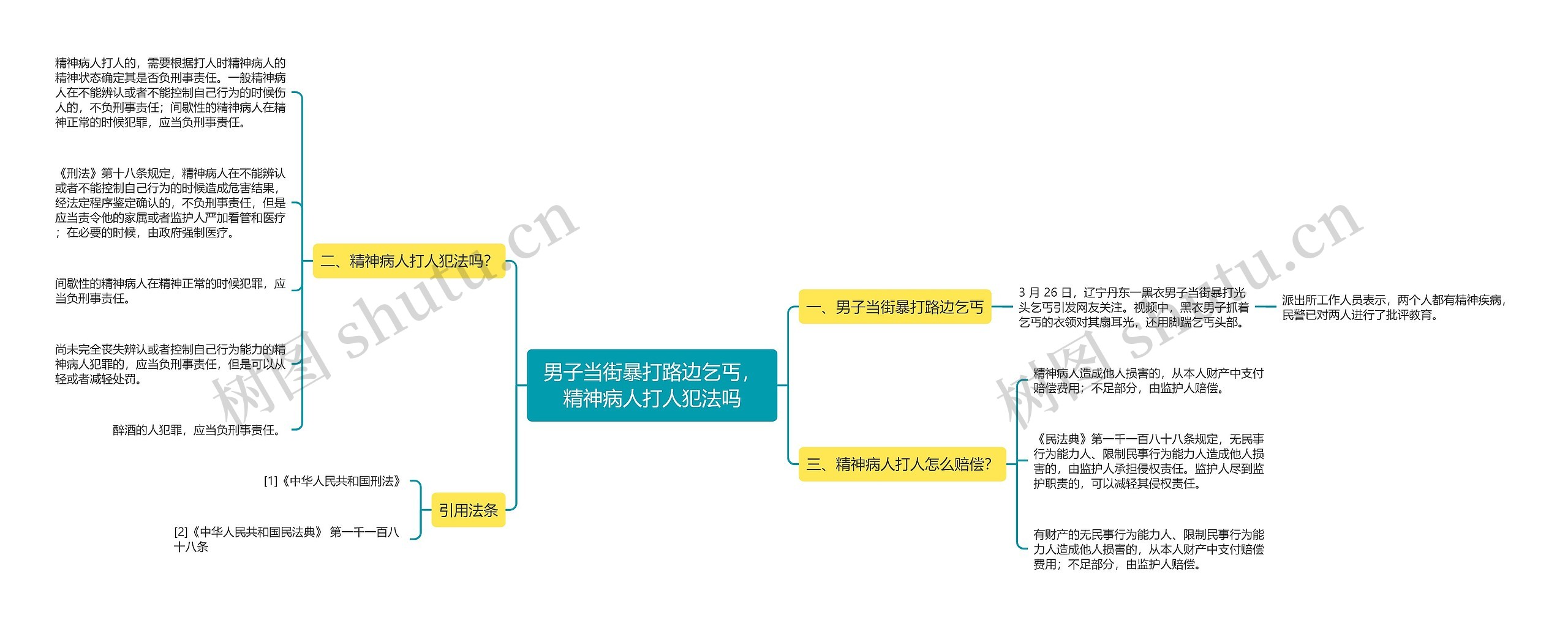 男子当街暴打路边乞丐，精神病人打人犯法吗思维导图