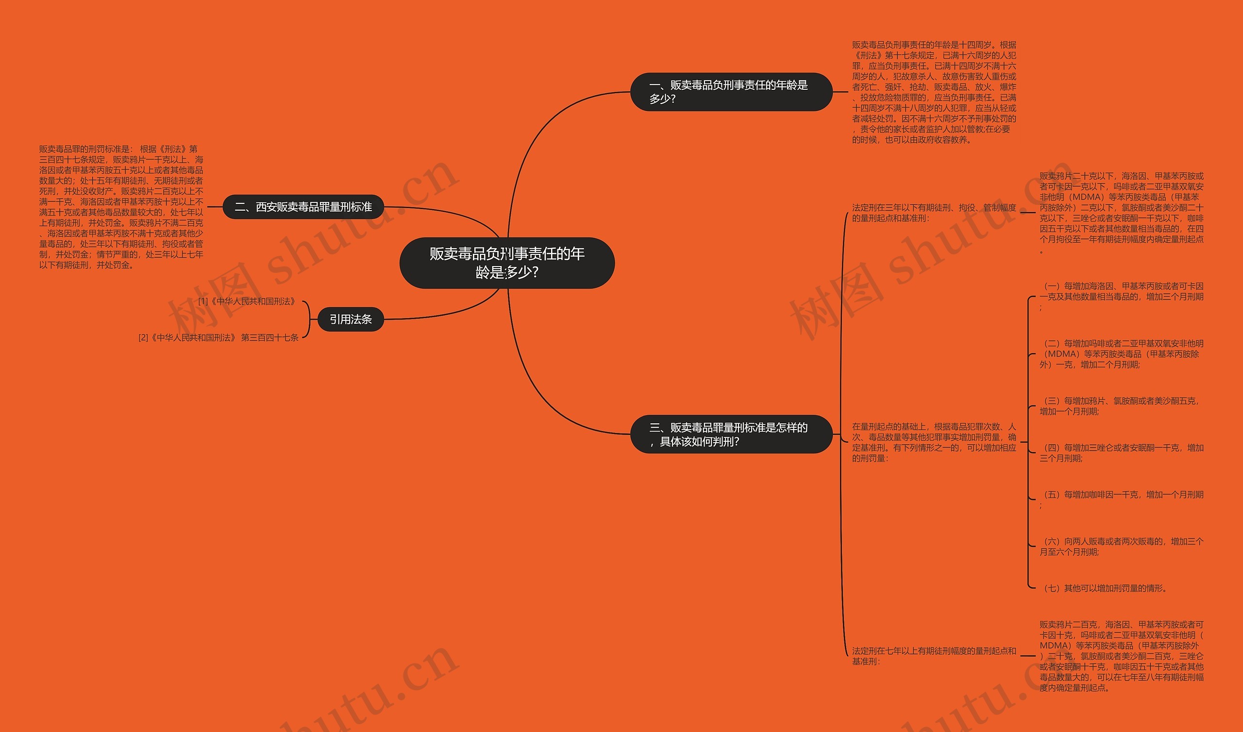 贩卖毒品负刑事责任的年龄是多少?思维导图