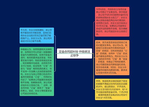 定金合同起纠纷 仲裁依法止纷争