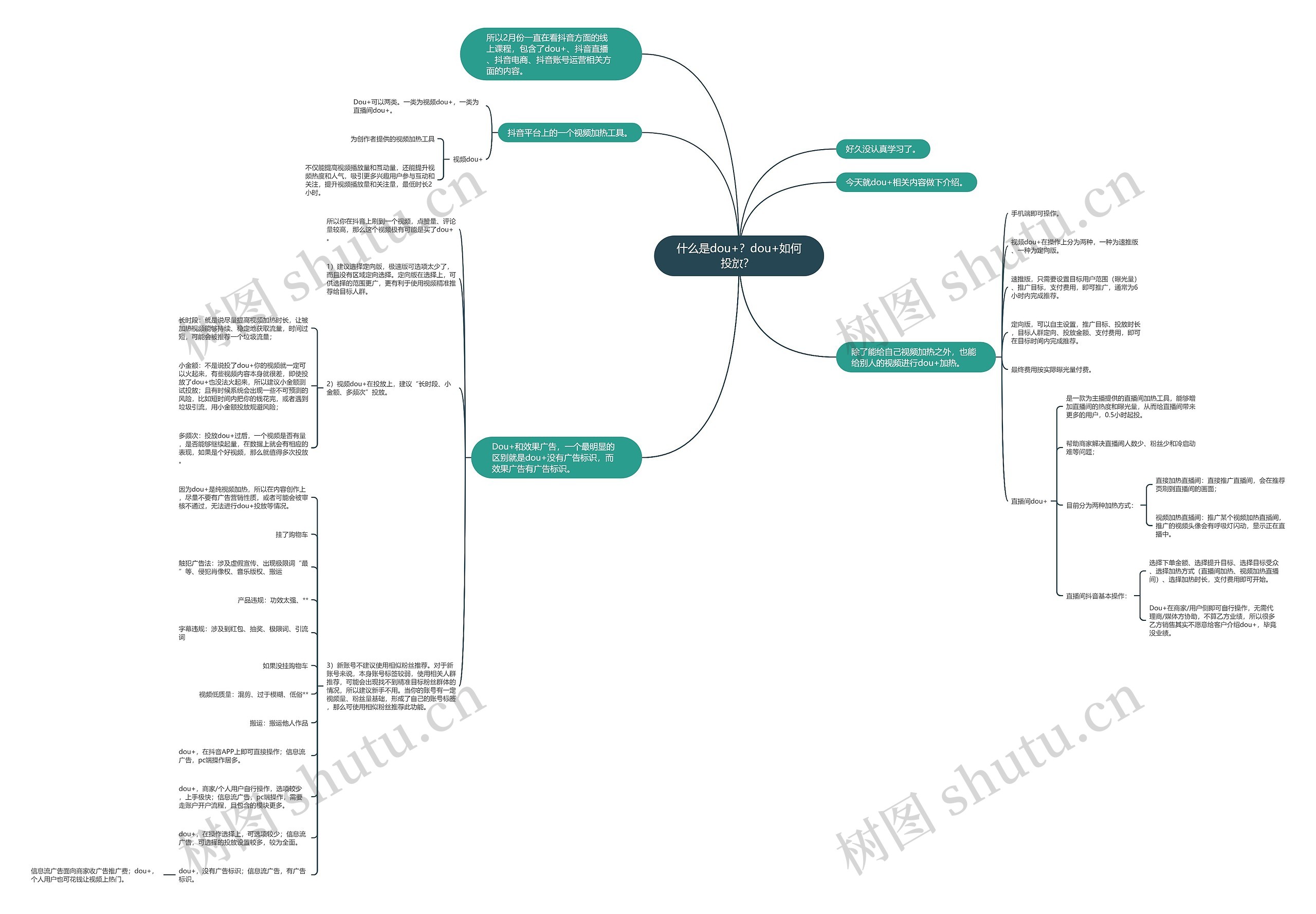 什么是dou+？dou+如何投放？ 思维导图