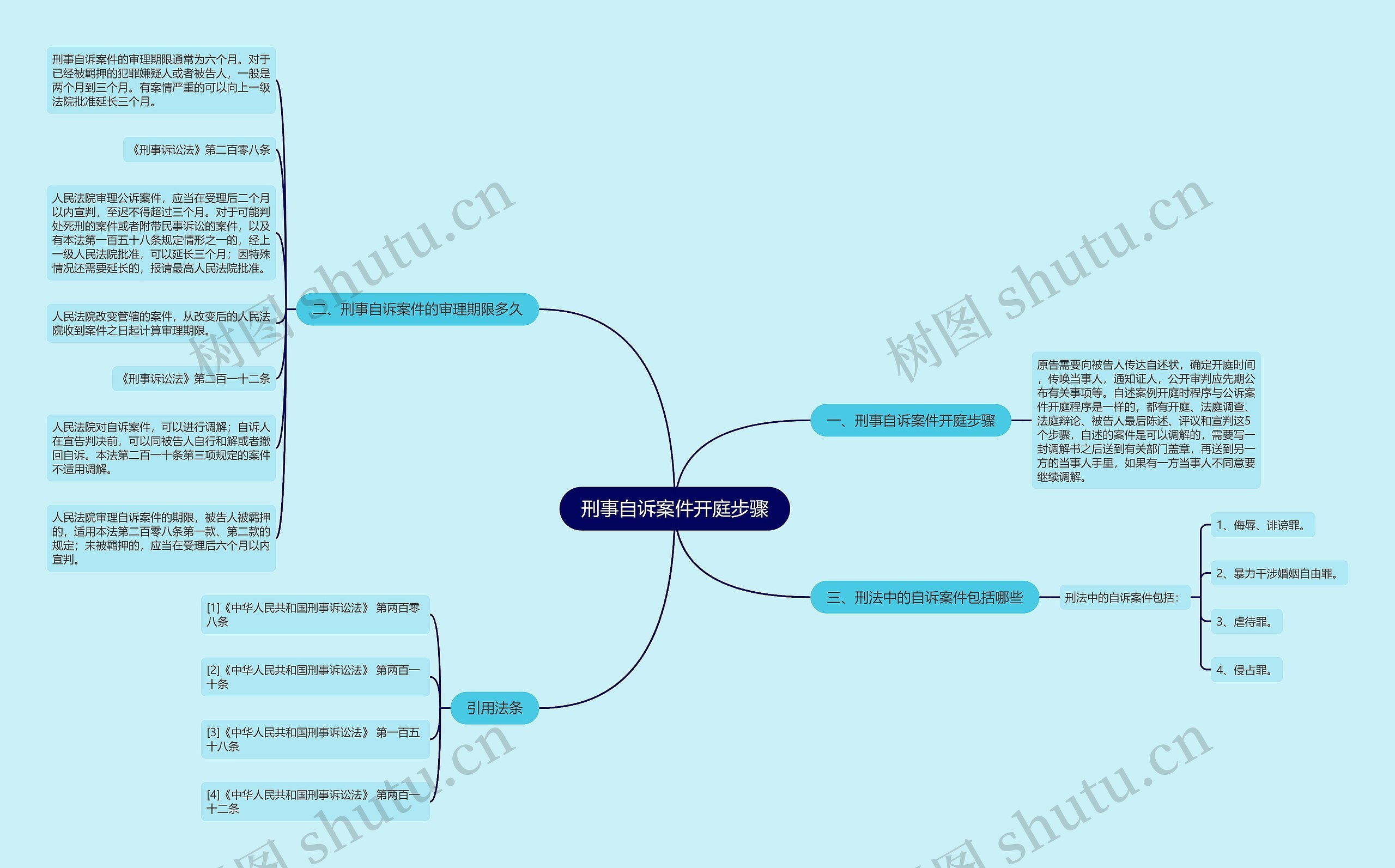 刑事自诉案件开庭步骤思维导图