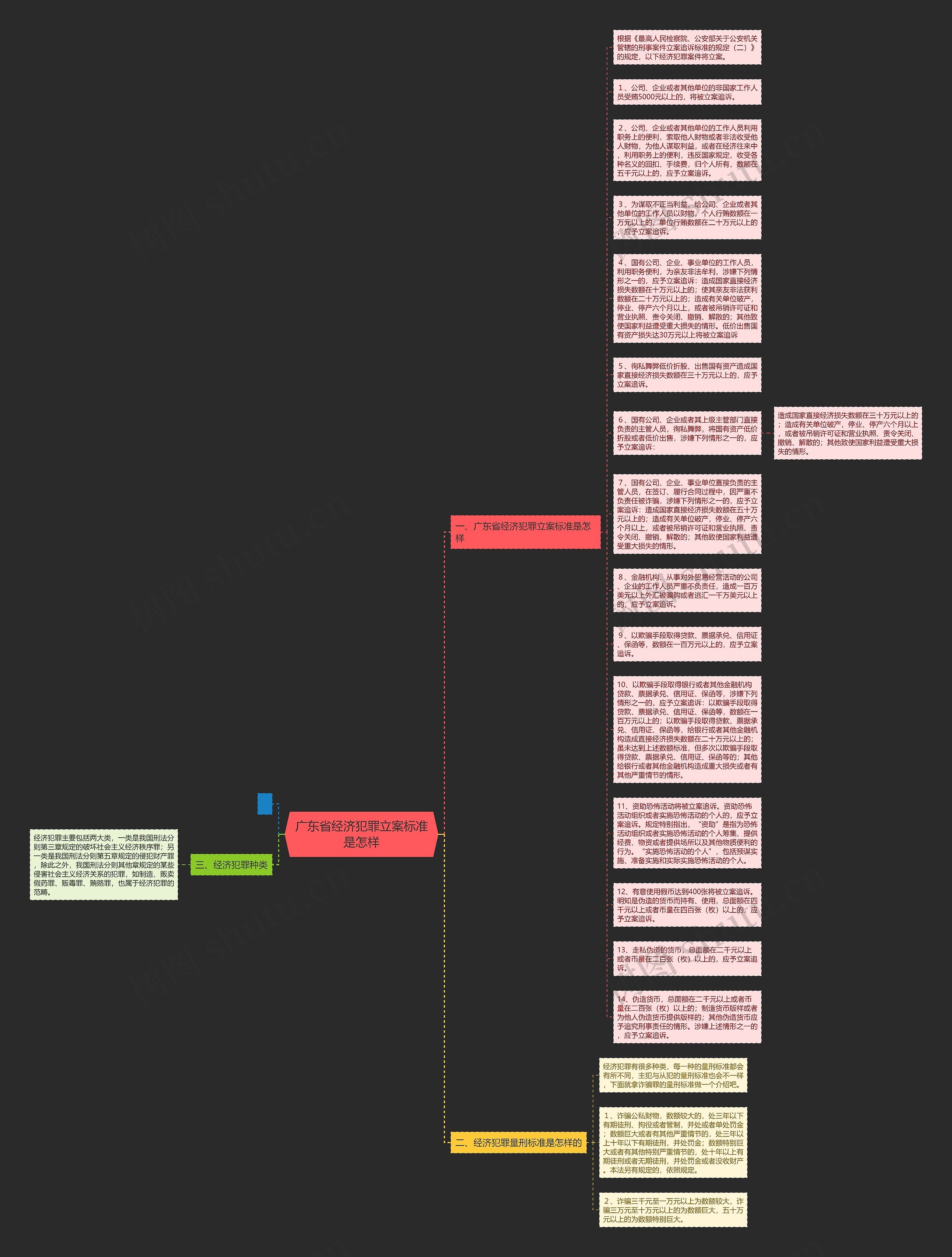 广东省经济犯罪立案标准是怎样思维导图