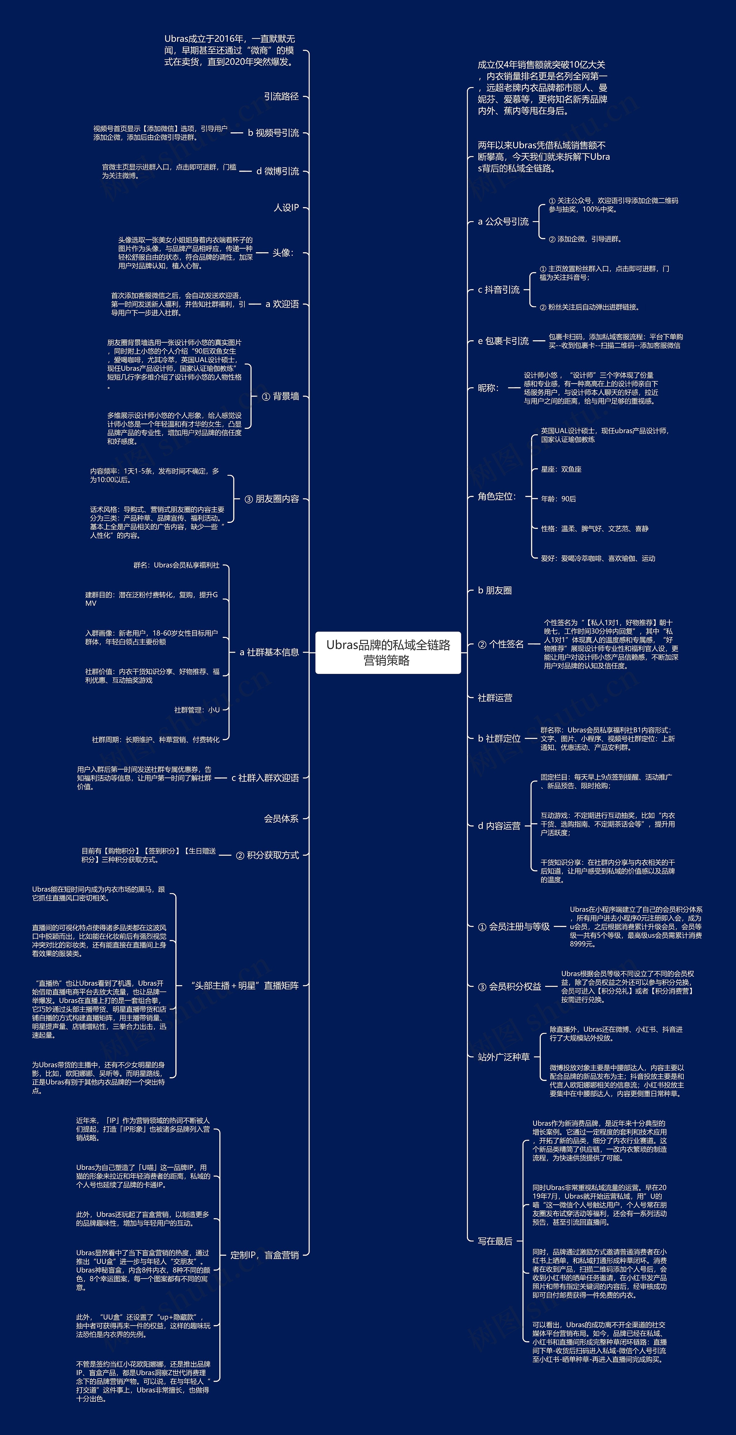 Ubras品牌的私域全链路营销策略 思维导图