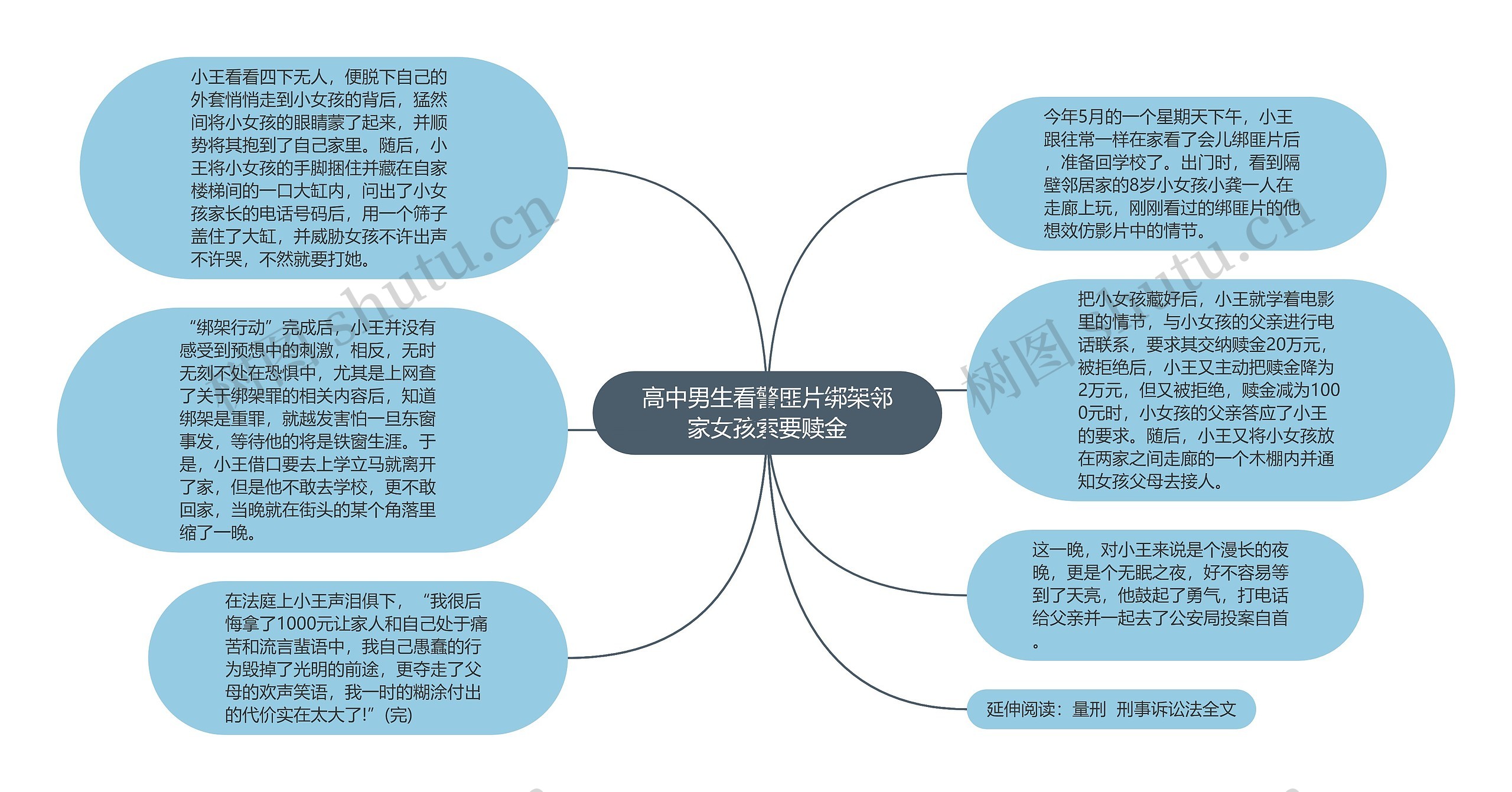 高中男生看警匪片绑架邻家女孩索要赎金思维导图