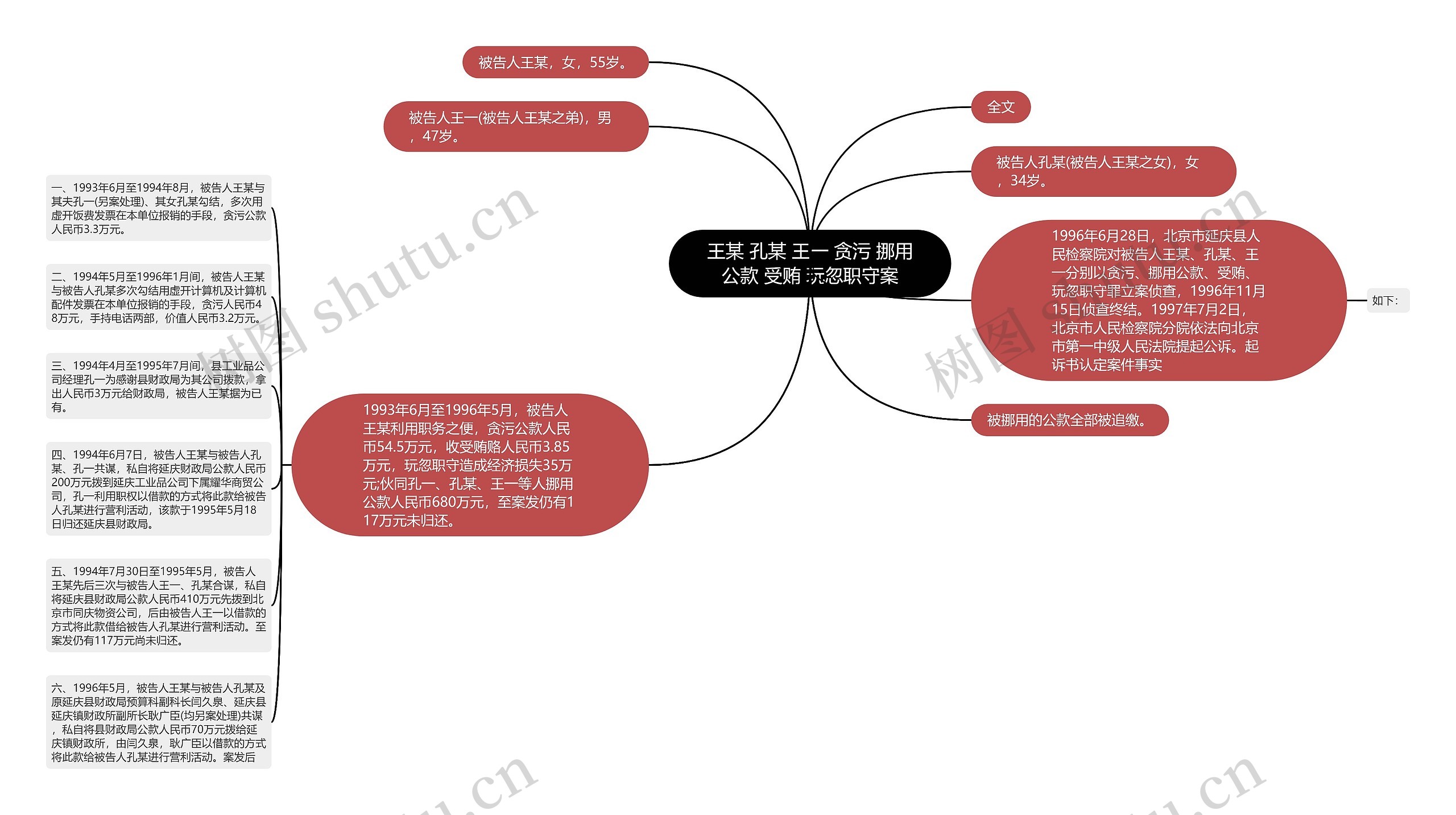 王某 孔某 王一 贪污 挪用公款 受贿 玩忽职守案思维导图