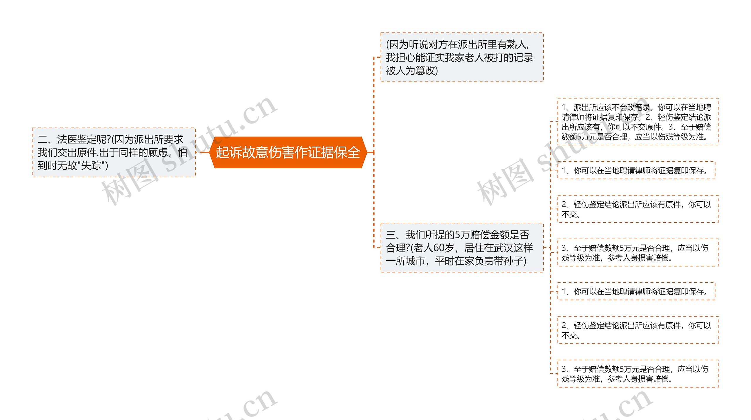 起诉故意伤害作证据保全思维导图