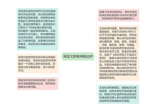 深足欠薪案仲裁出炉