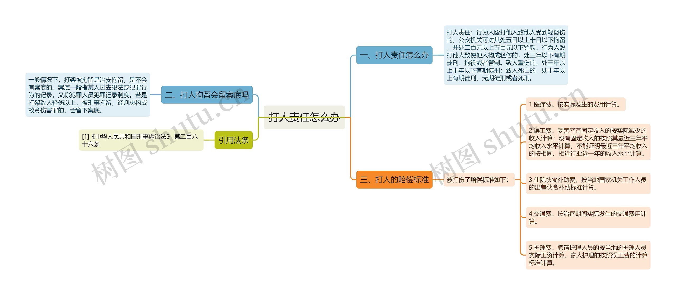 打人责任怎么办思维导图