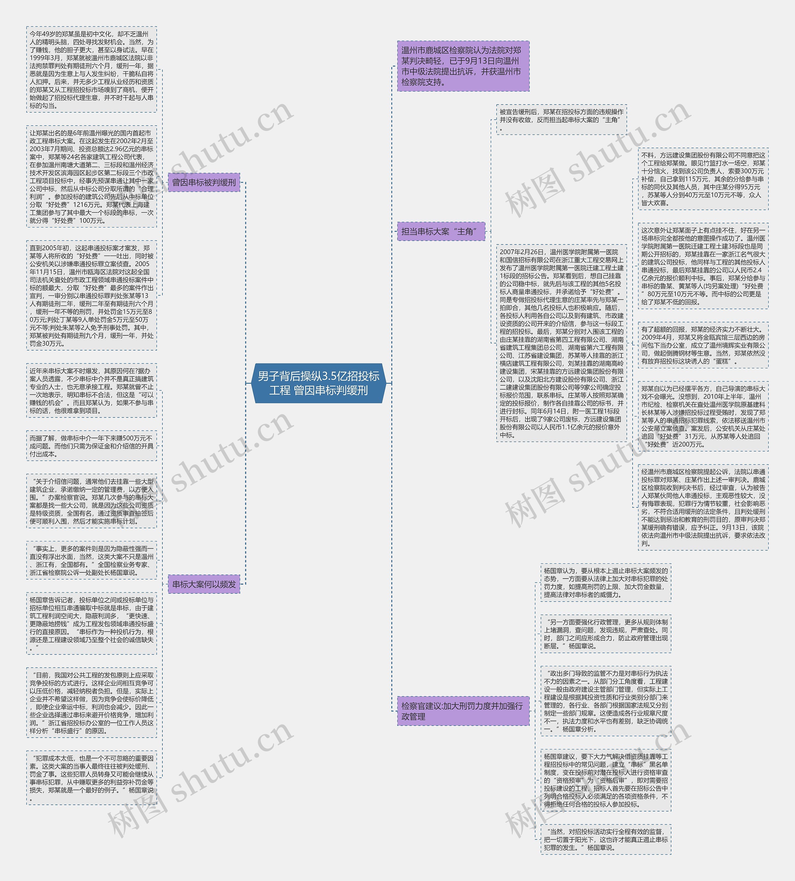 男子背后操纵3.5亿招投标工程 曾因串标判缓刑思维导图