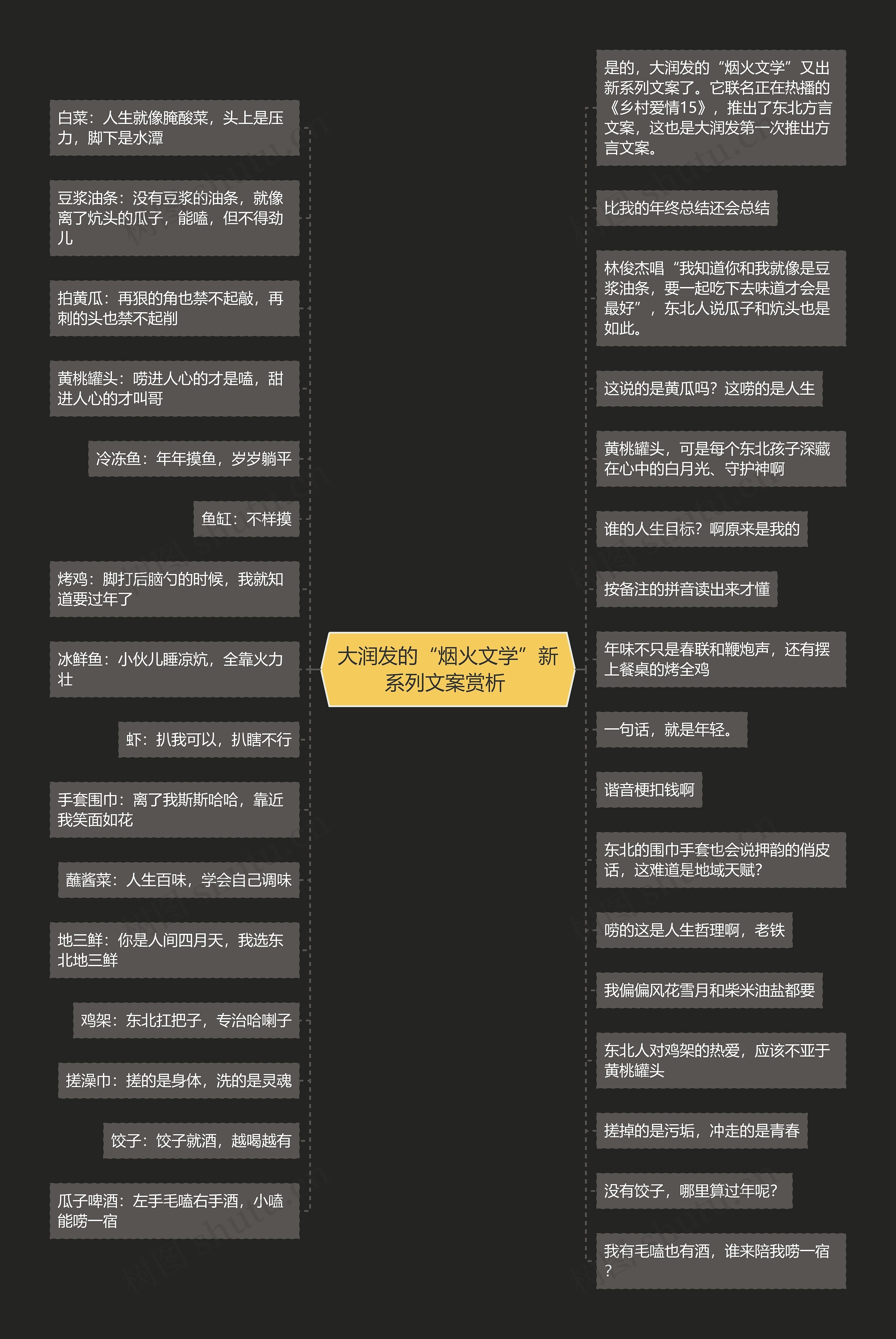 大润发的“烟火文学”新系列文案赏析 思维导图