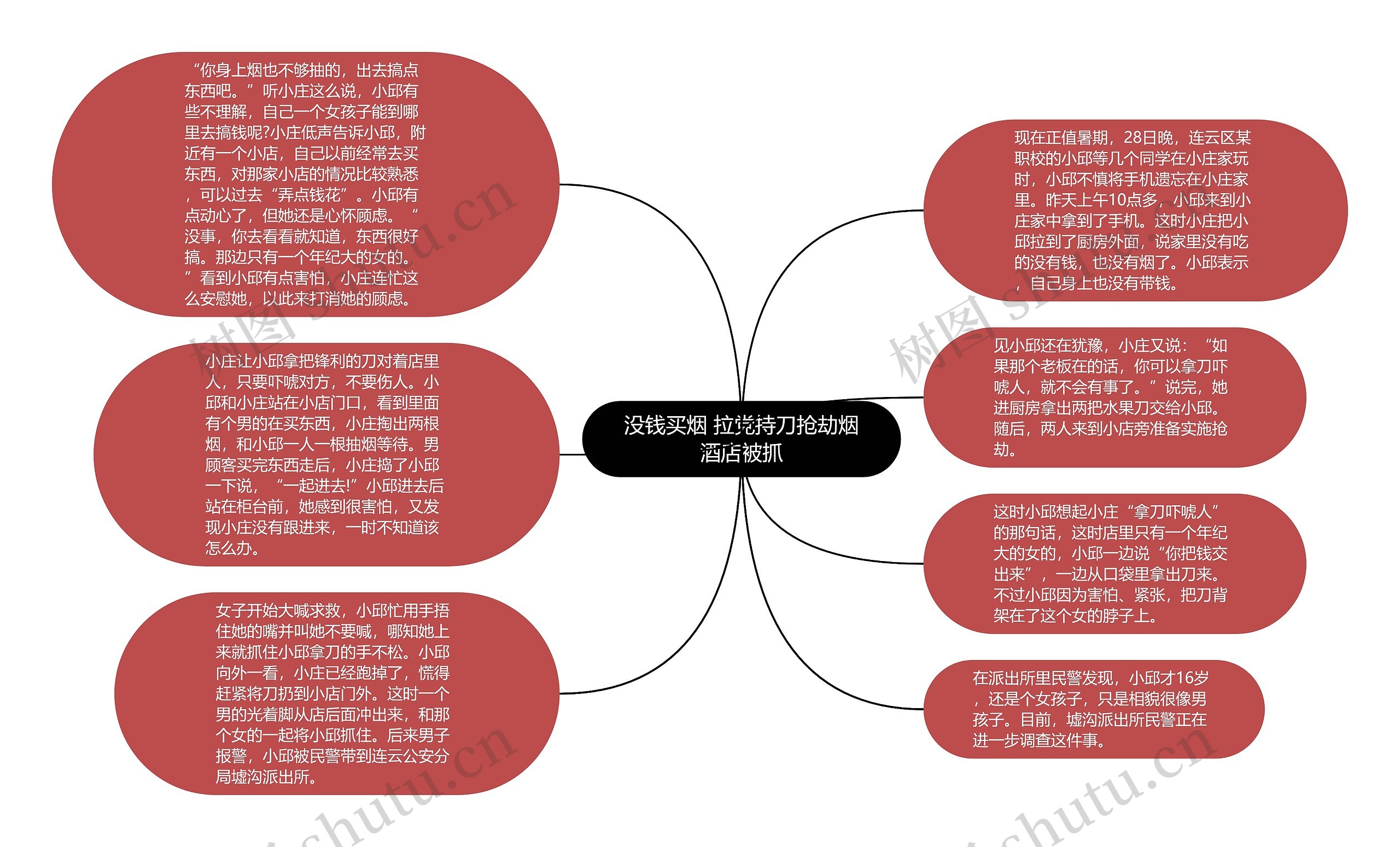 没钱买烟 拉党持刀抢劫烟酒店被抓思维导图