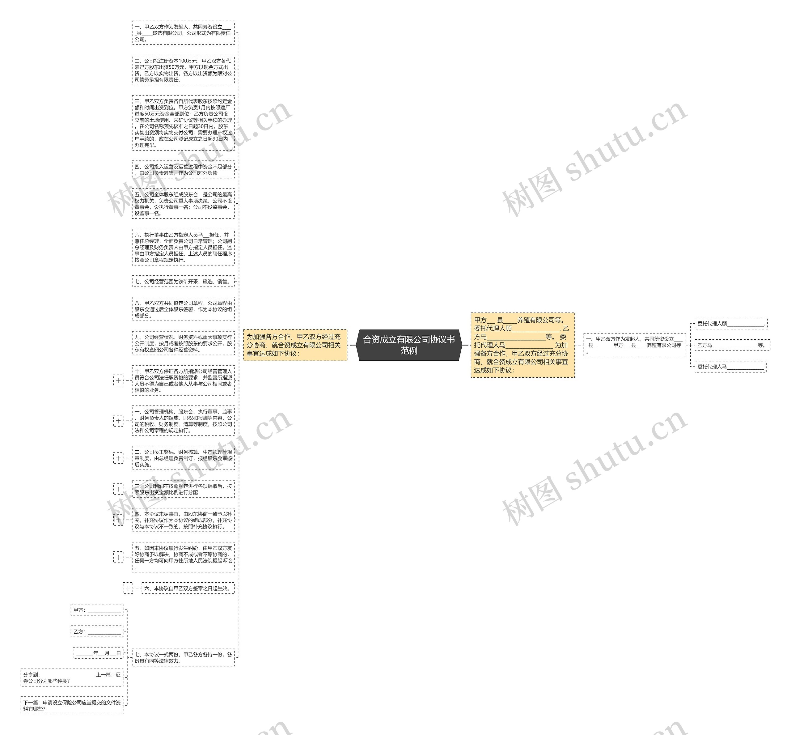 合资成立有限公司协议书范例思维导图