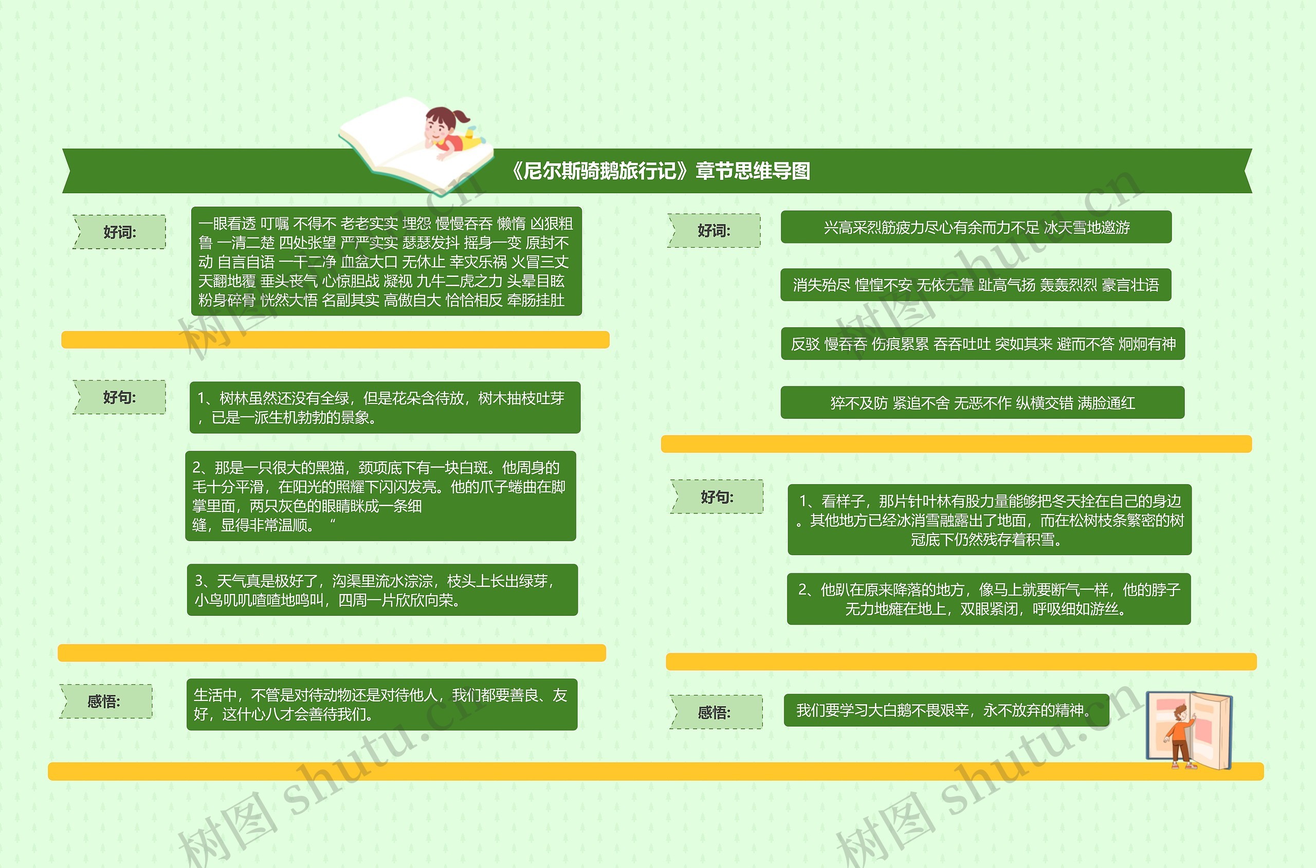 《尼尔斯骑鹅旅行记》章节思维导图