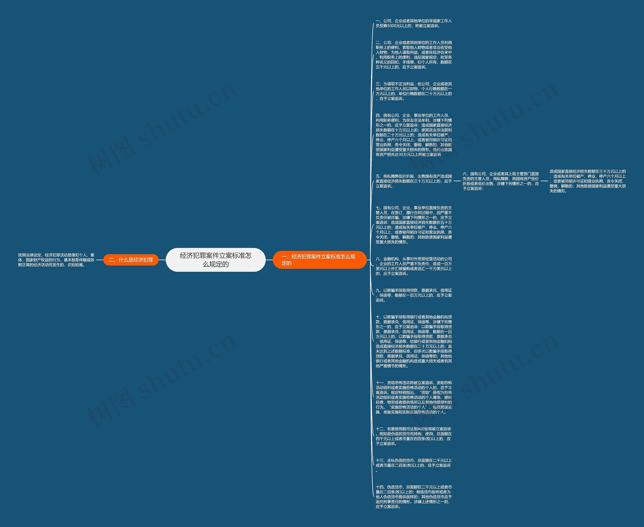 经济犯罪案件立案标准怎么规定的思维导图